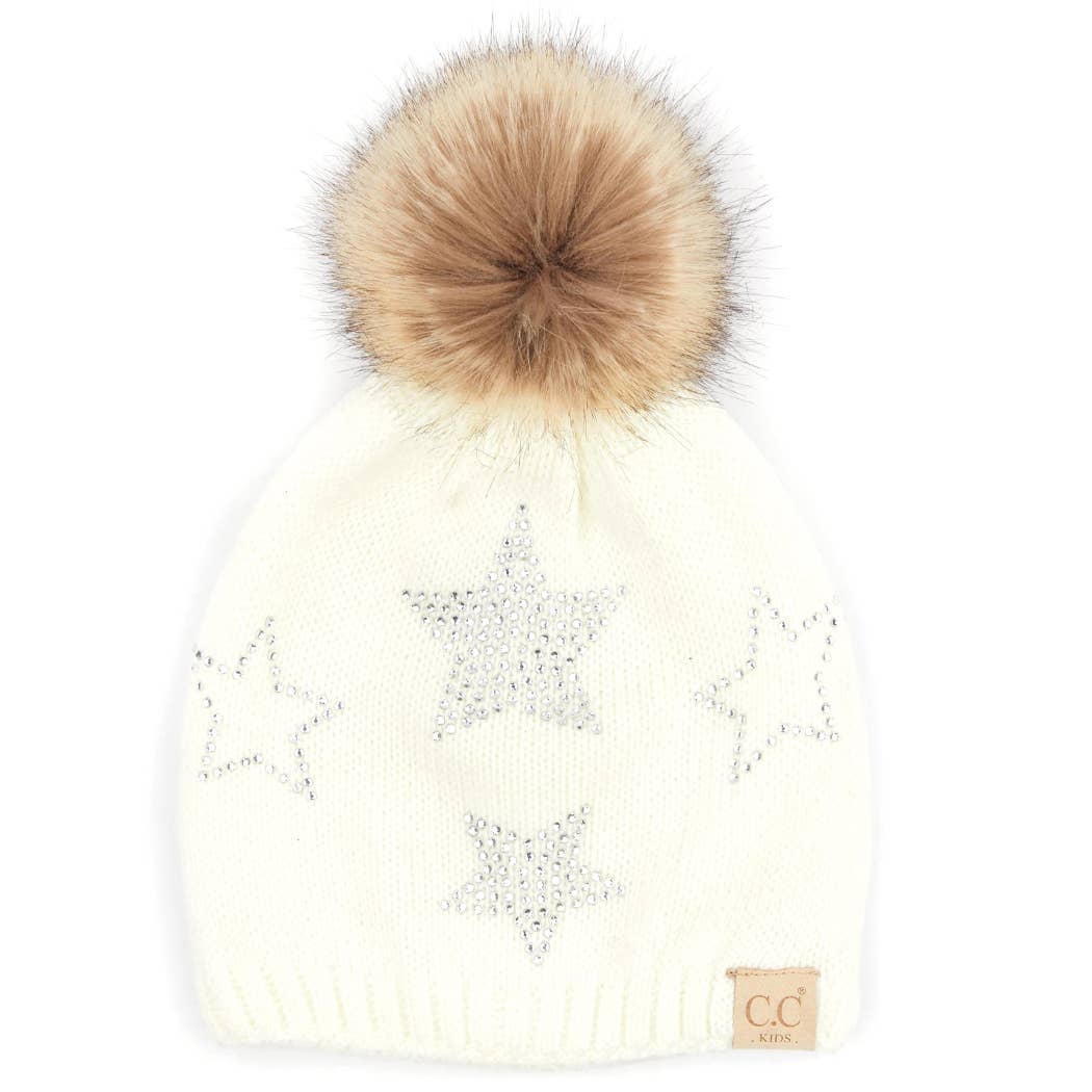 Kids Rhinestone Stars Pattern Beanie Hat