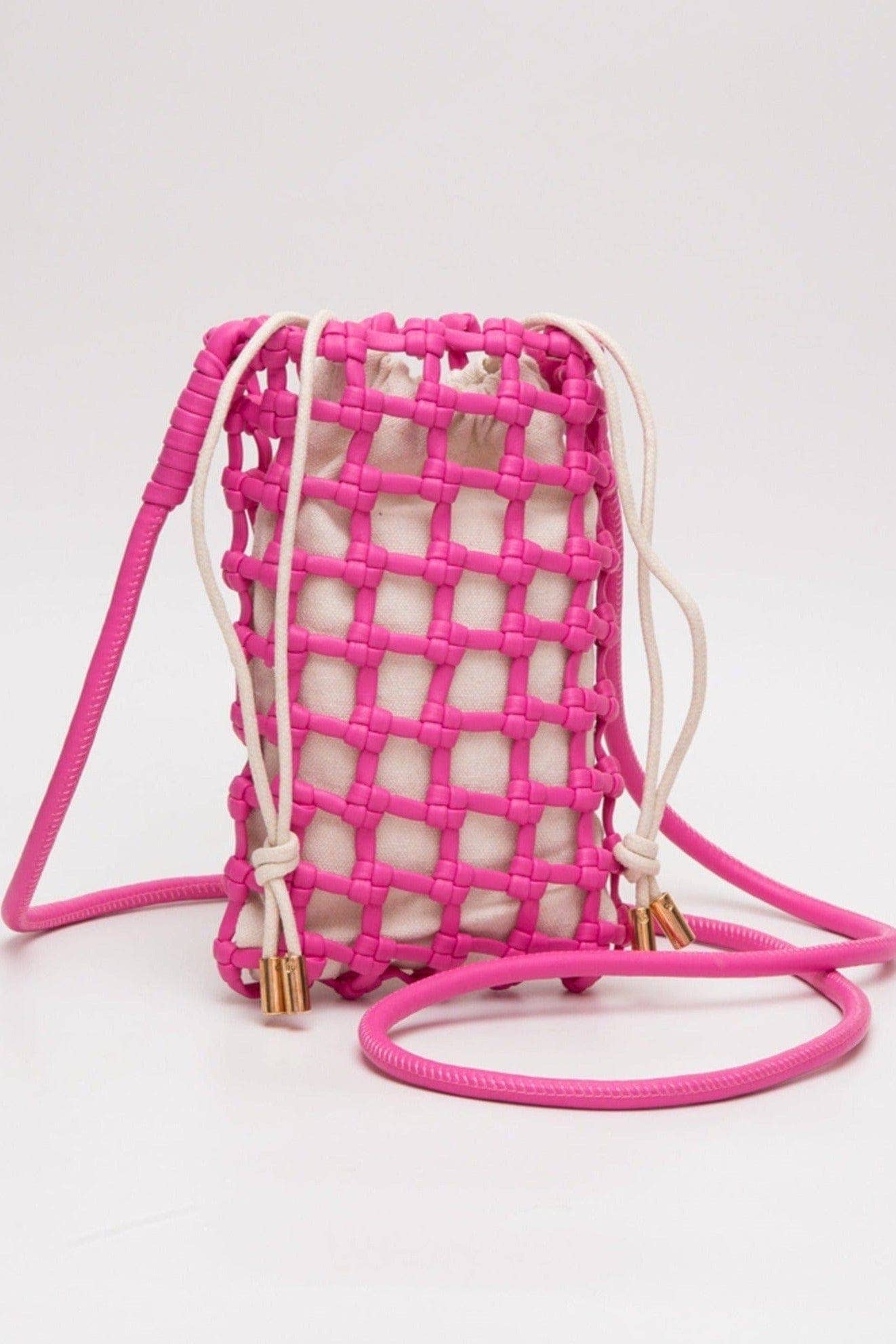 TG10626 Cara Mini Woven Drawstring Crossbody Bag - Gray - Bexa Boutique