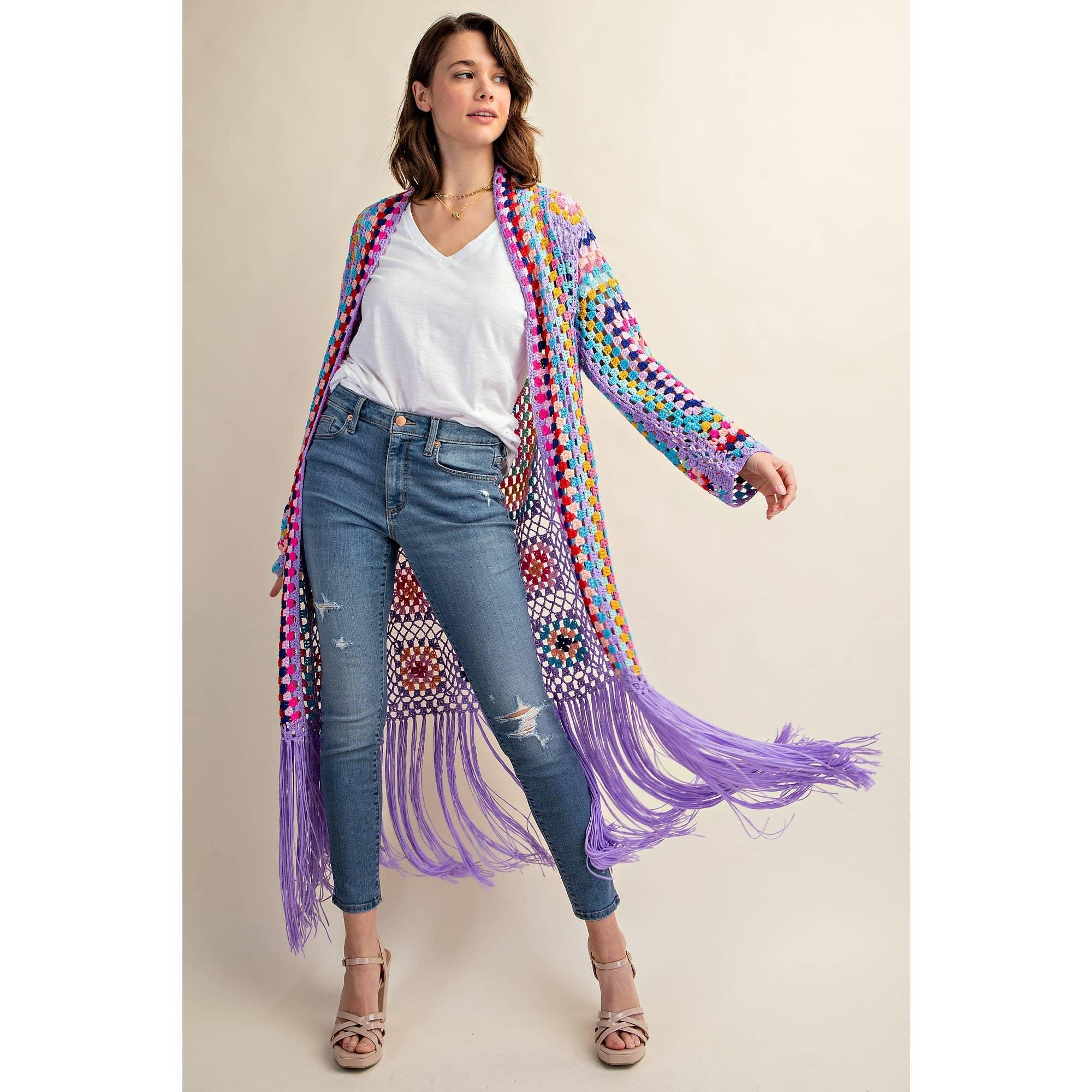 Colorful Fringe Duster Cardigan