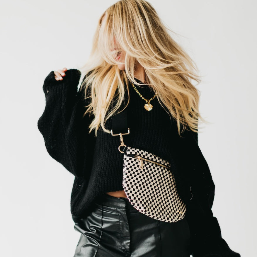 Westlyn Woven Bum Bag - TOP SELLER - Woven Checkered Black - Bexa Boutique
