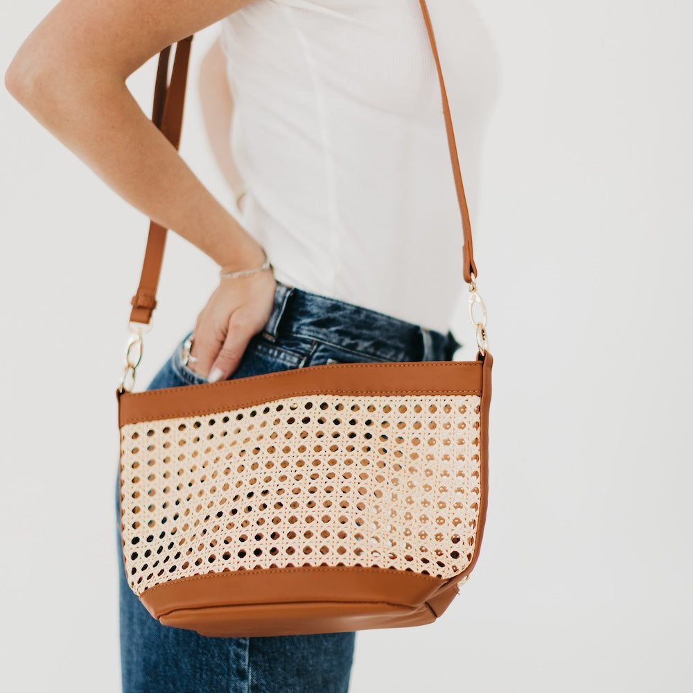 Bryce Woven Bucket Bag - Brown - Bexa Boutique