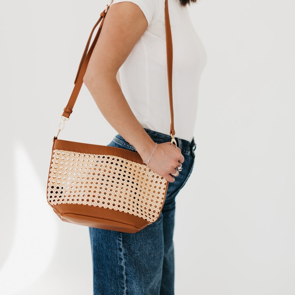 Bryce Woven Bucket Bag - Brown - Bexa Boutique