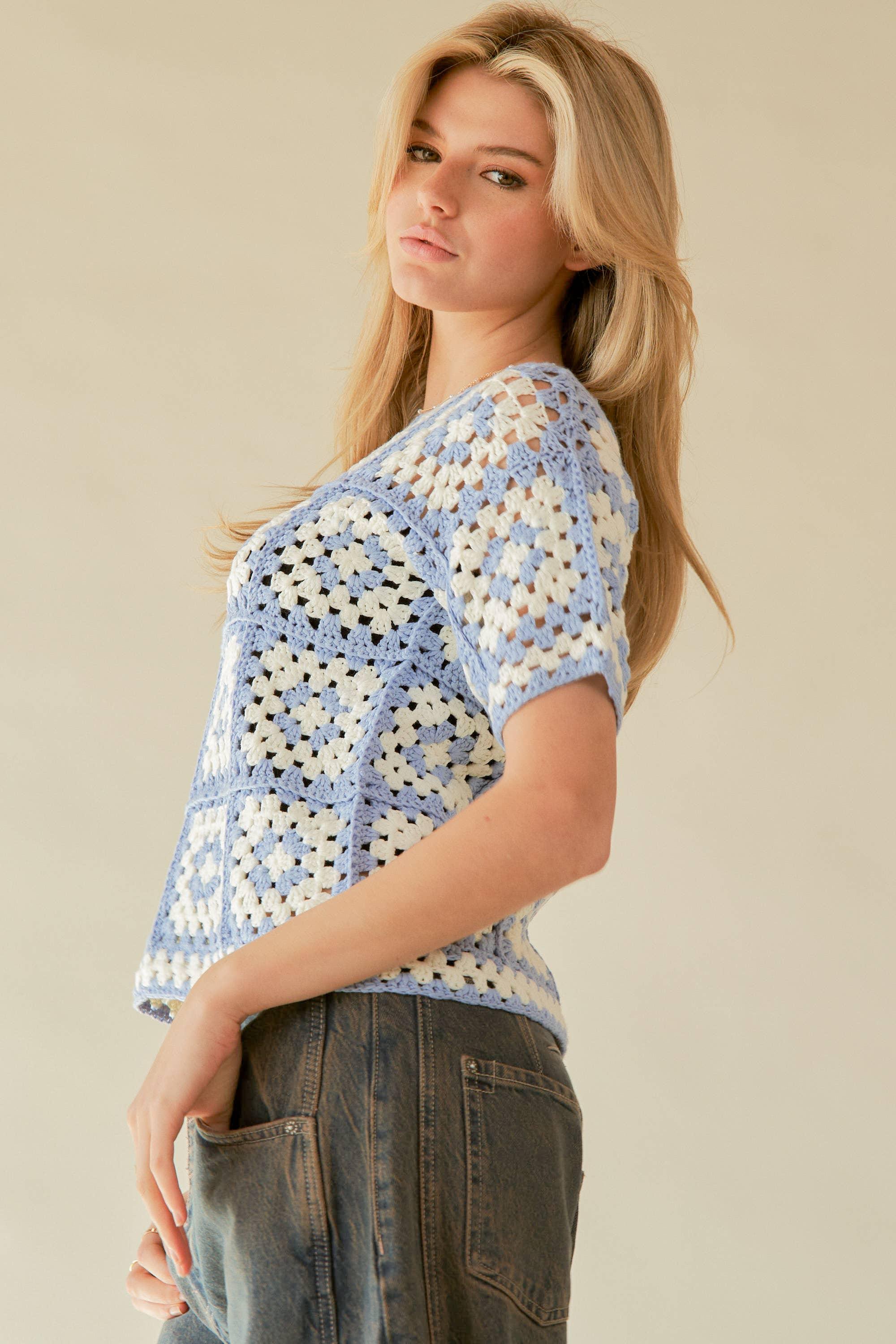 Gabby Short Sleeve Crochet Top