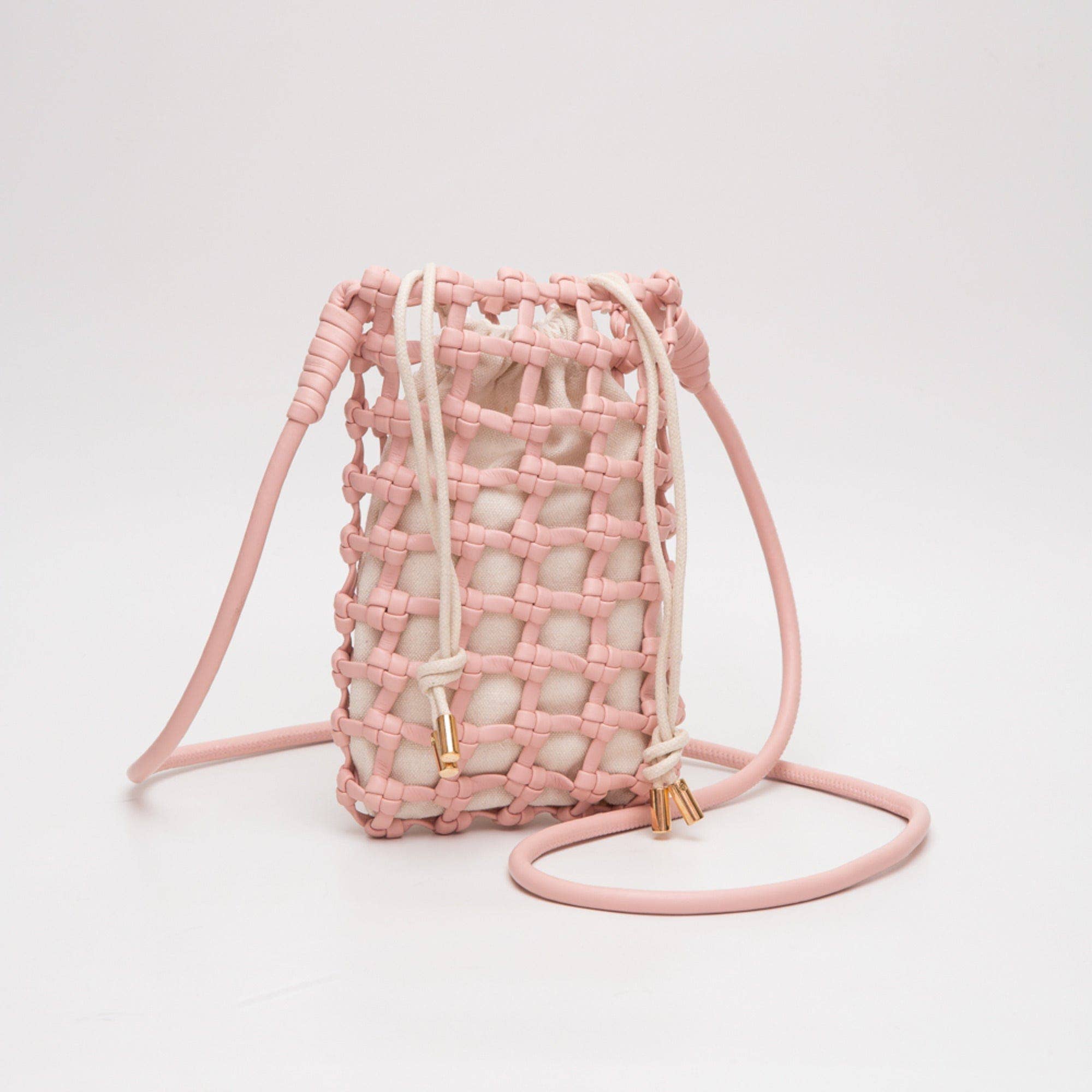 TG10626 Cara Mini Woven Drawstring Crossbody Bag - Gray - Bexa Boutique