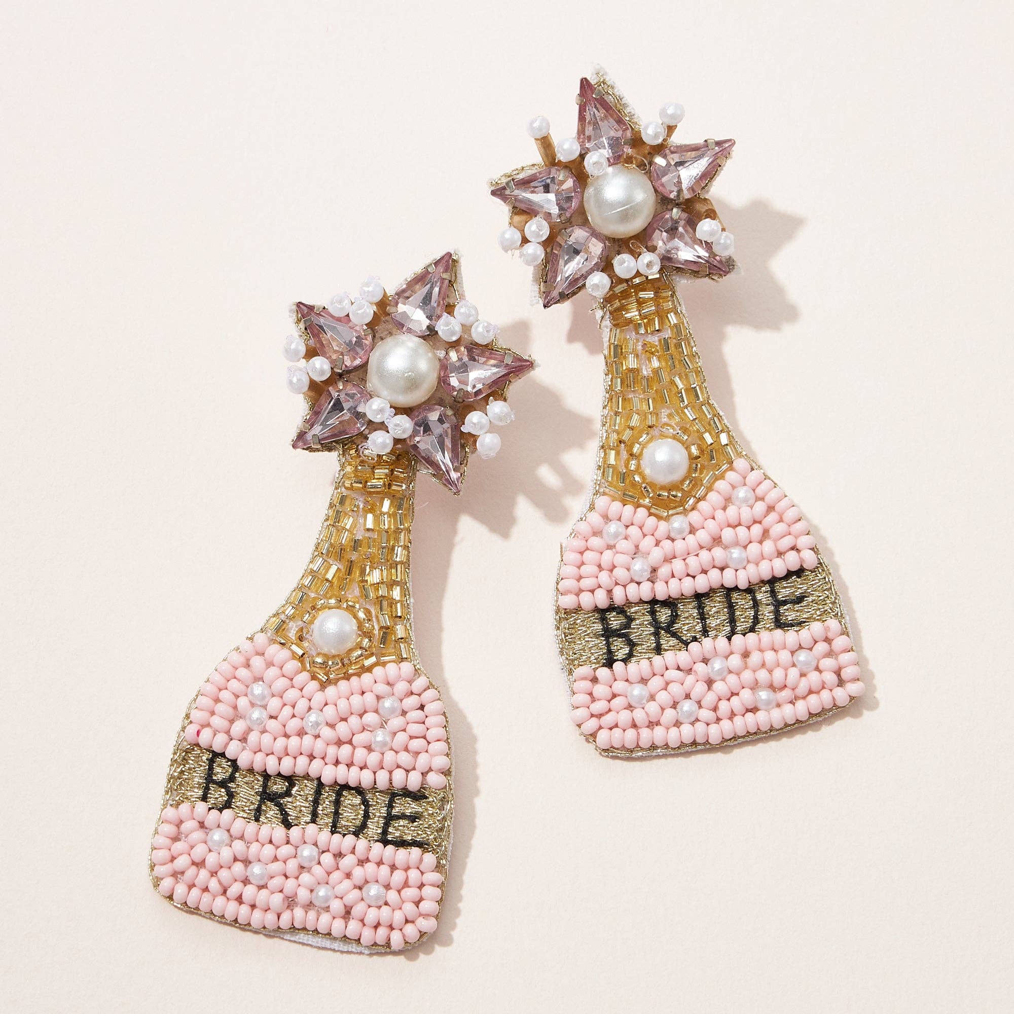 Bride Champagne Seed Bead Earrings