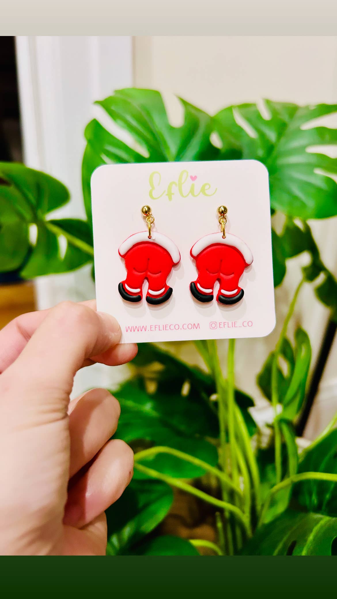 Santa Claus Behind Christmas Funny Earrings Gift Idea Holida