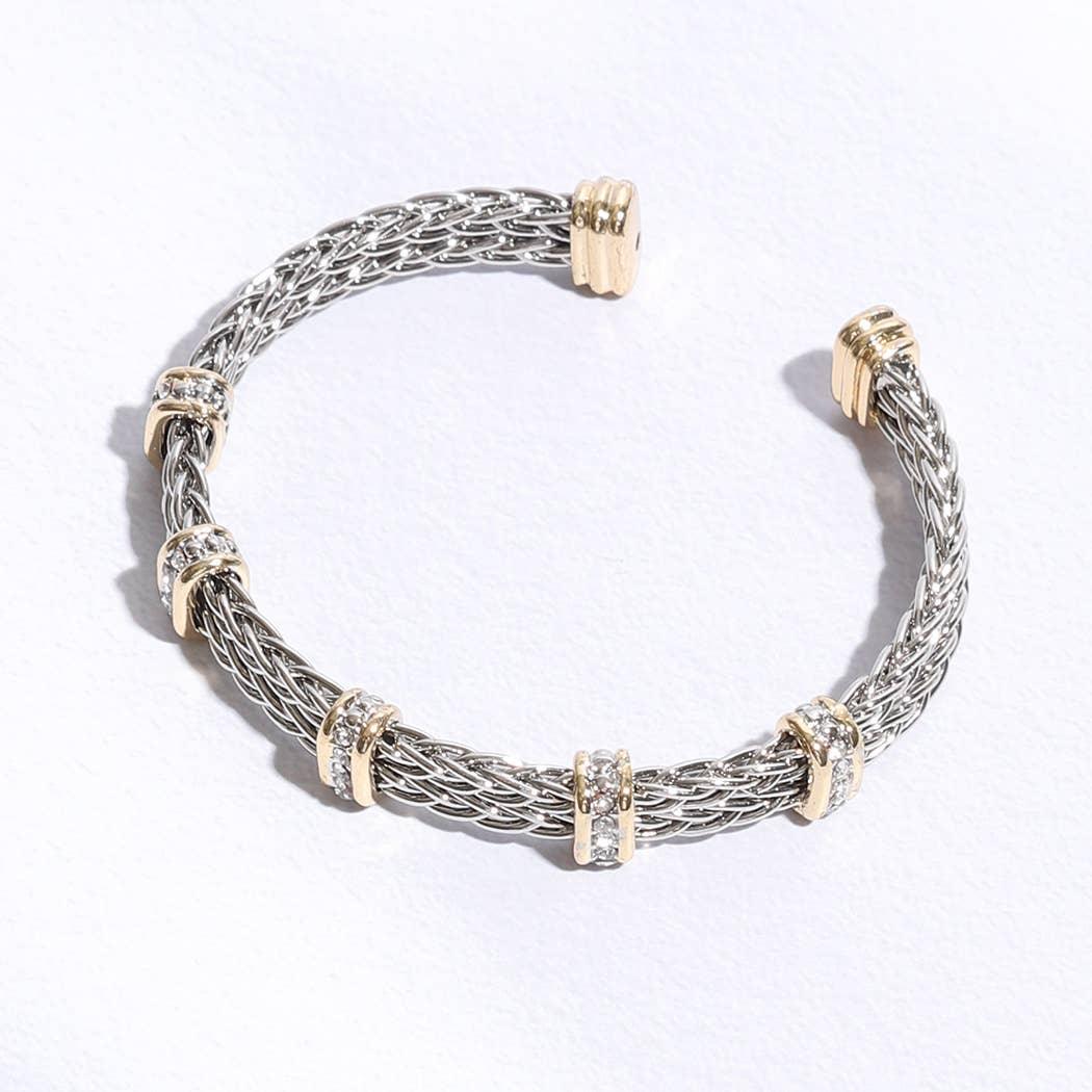 Square Ponytail Crystal 2T Bangle Bracelet