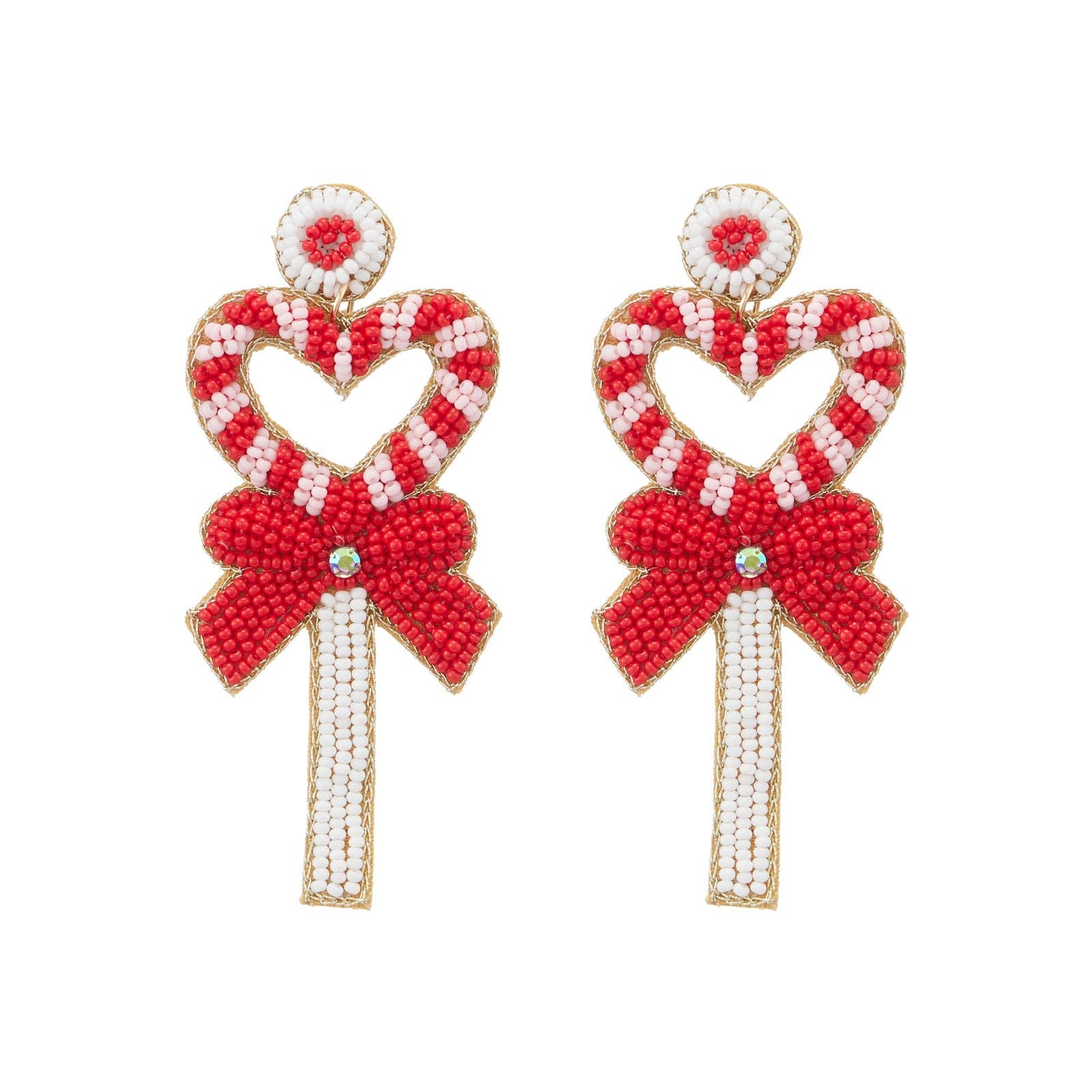 Valentine's Day Heart Wand Seed Beads Earrings