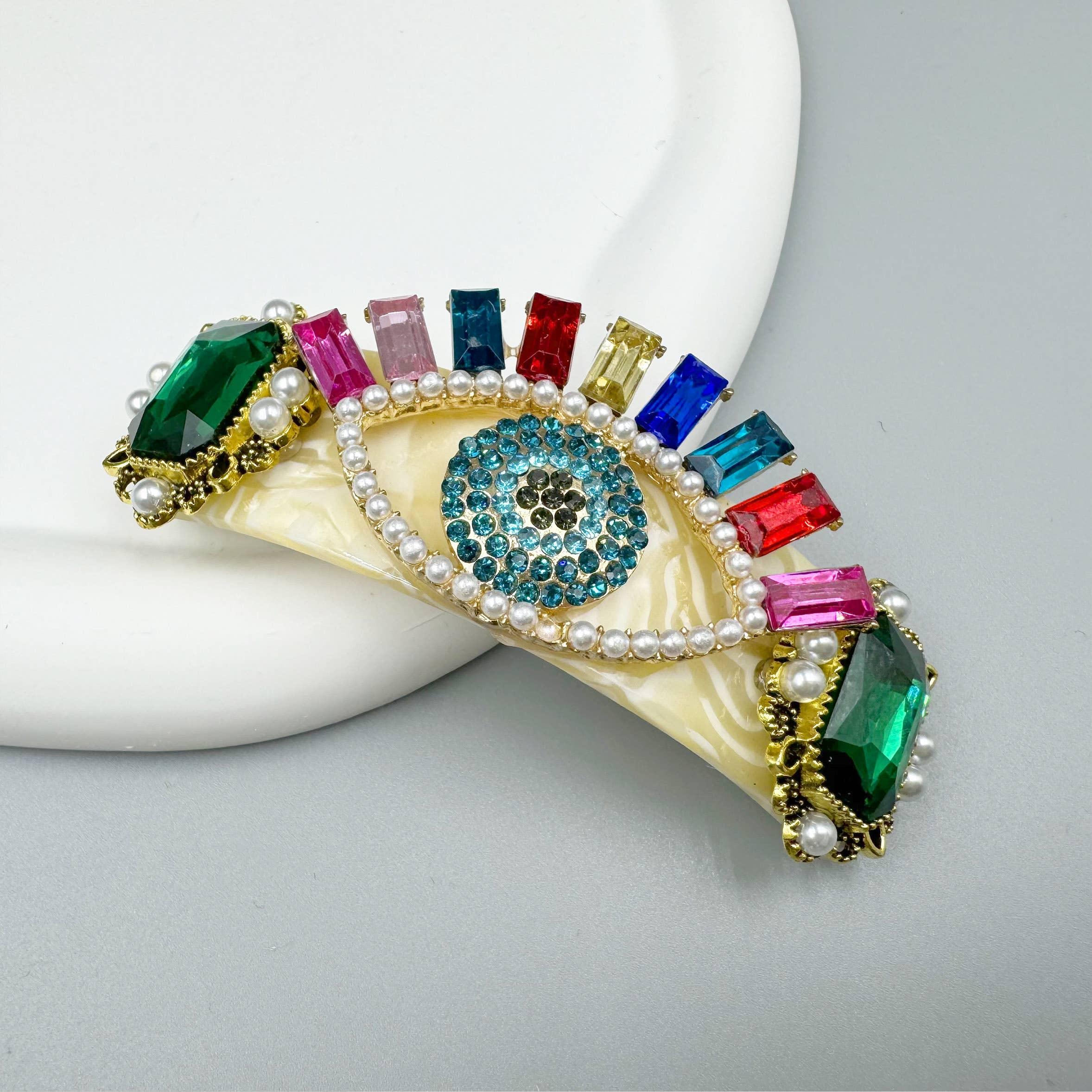 Evil Eye Rhinestone Hair French barrette