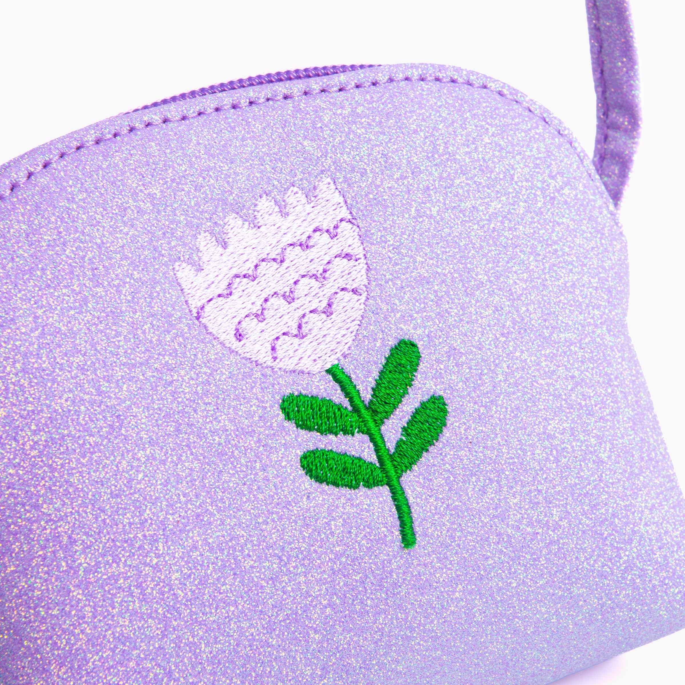 Sparkly Glitter Leather Purse with Flower Embroidery for Little Girls, Toddler (Ages 2-8)