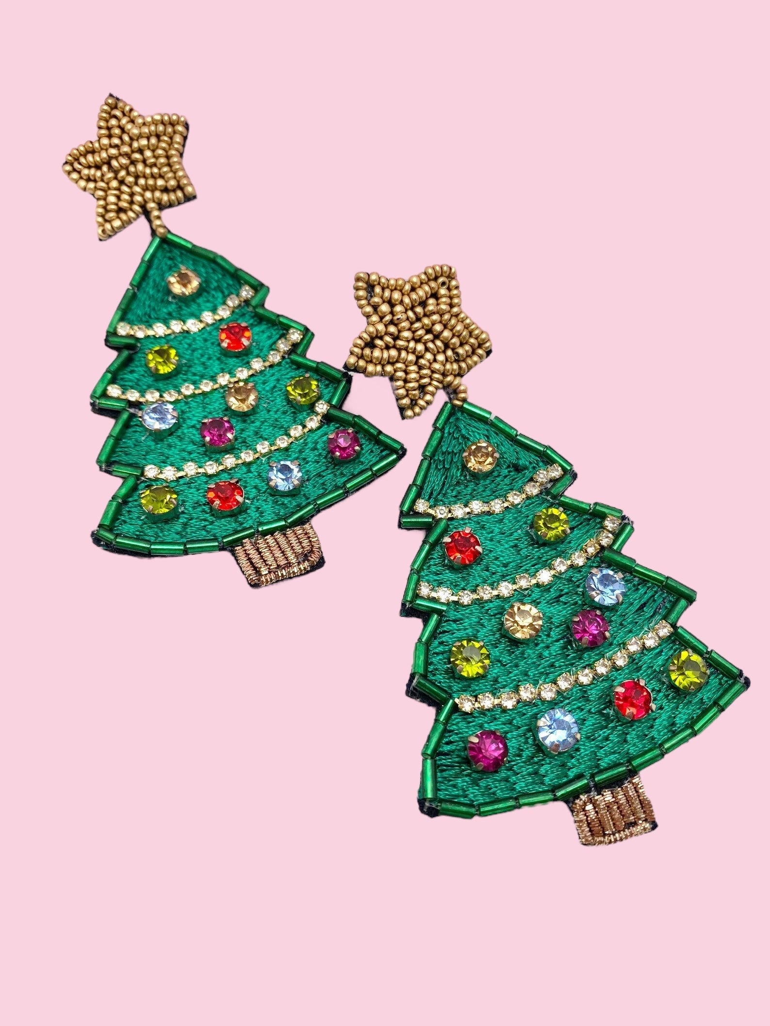 Christmas Tree w/Rhinestone Lights Earrings