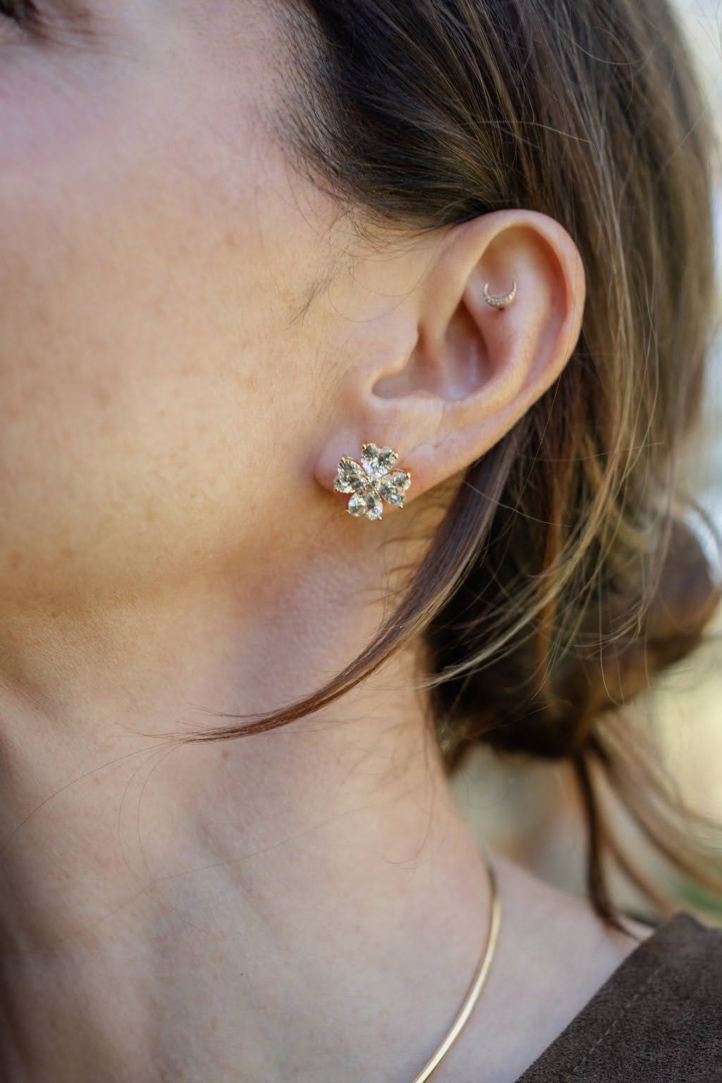 Catherine - Clover Stone Stud Earring - 18k Gold Plated-Darby Clark Collection