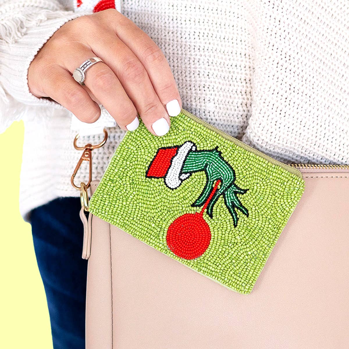 Grinchmas Beaded Coin Purse