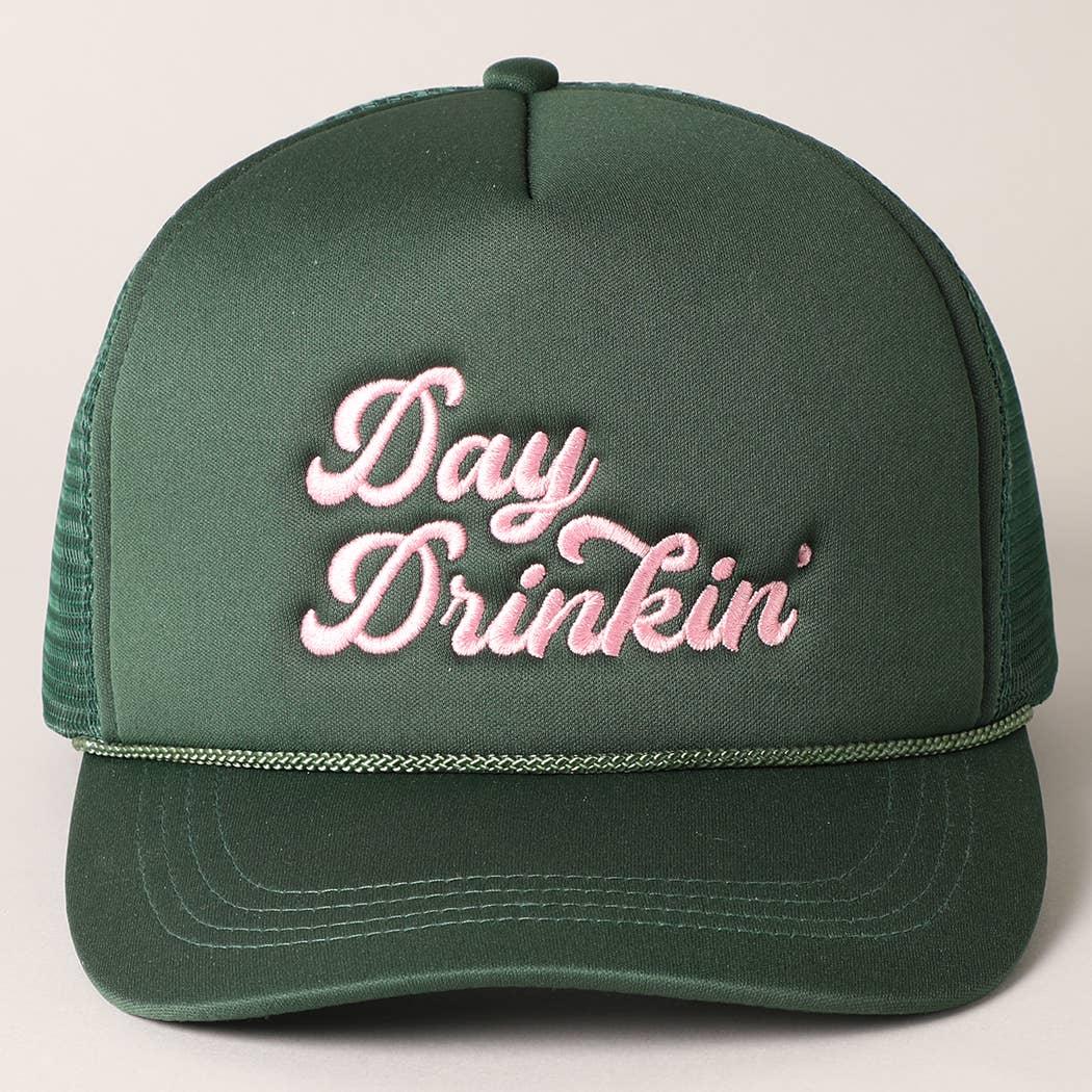 Day Drinkin Texts Embroidery Mesh Back Trucker Hat