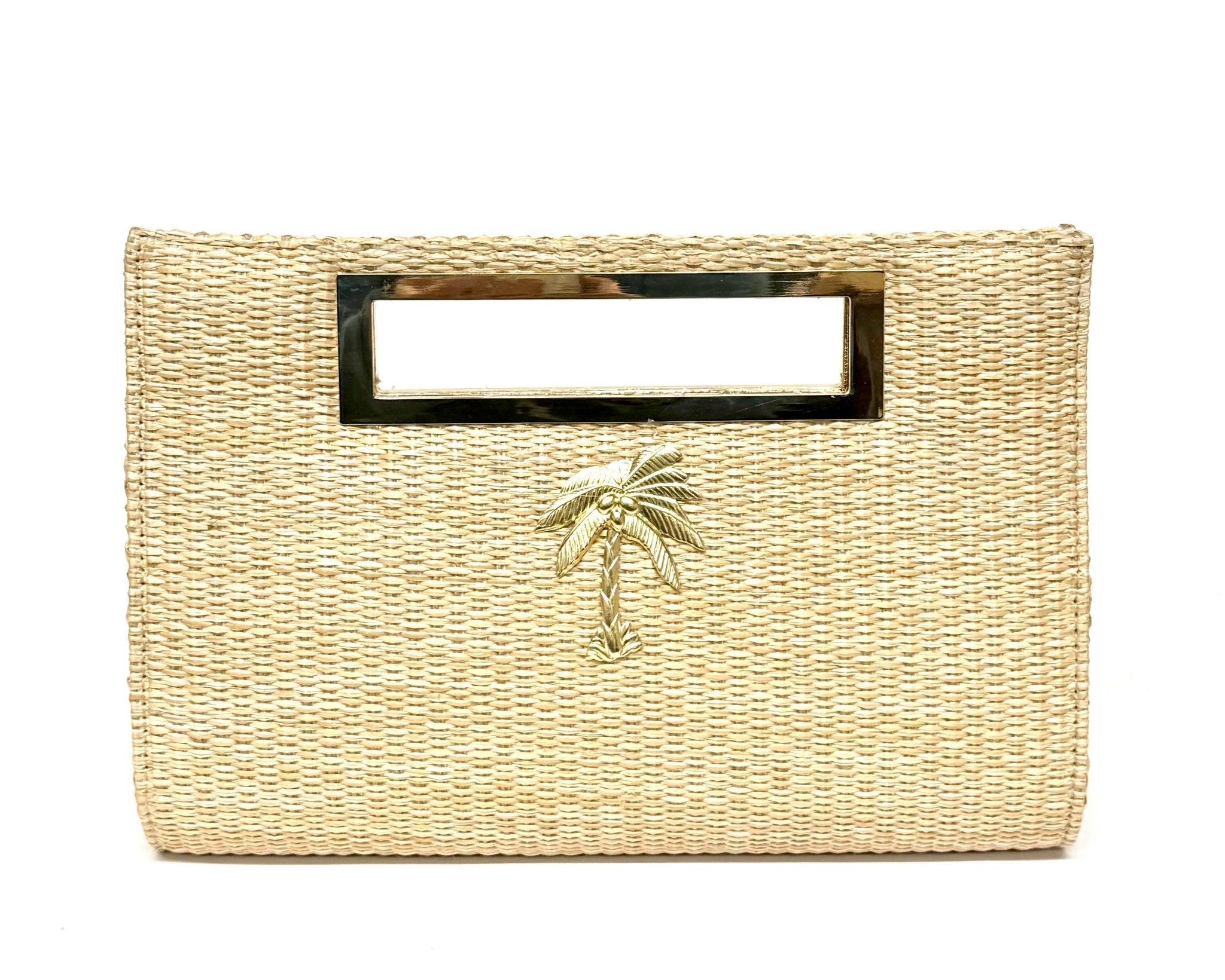 Chloe Clutch - Straw - Gold Charm