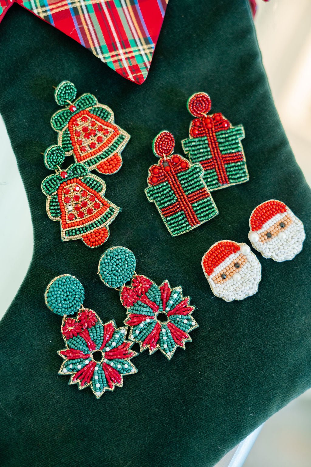 Christmas Bell Beaded Christmas Earring