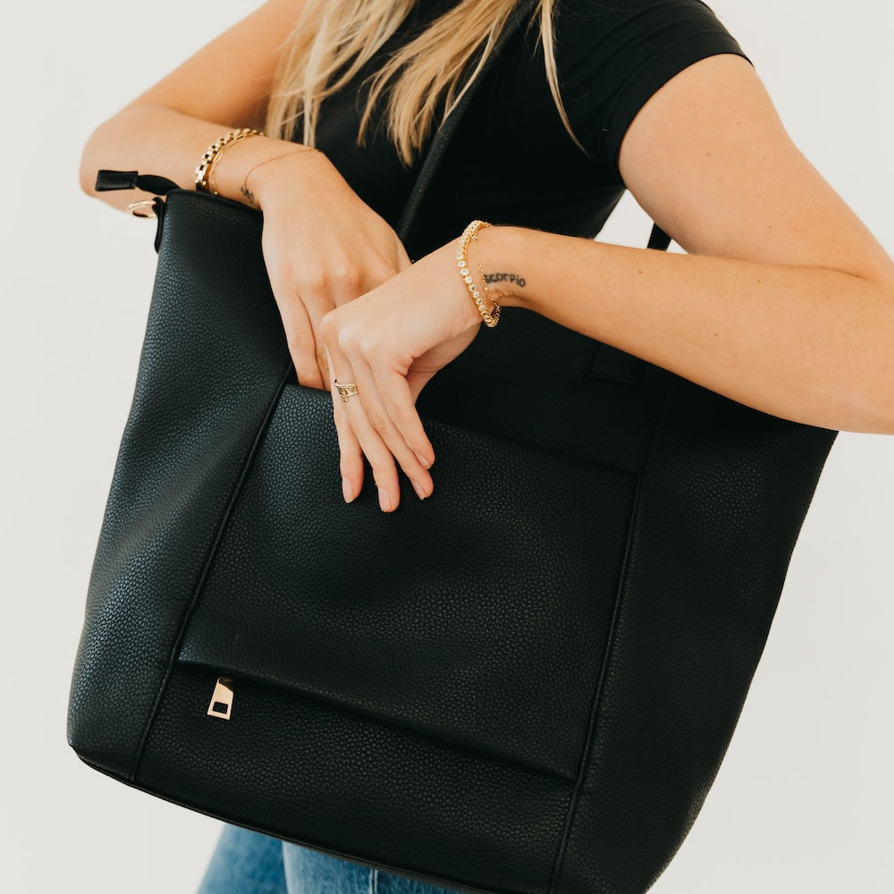 Courtney Checkered Tote - Checkered Black - Bexa Boutique