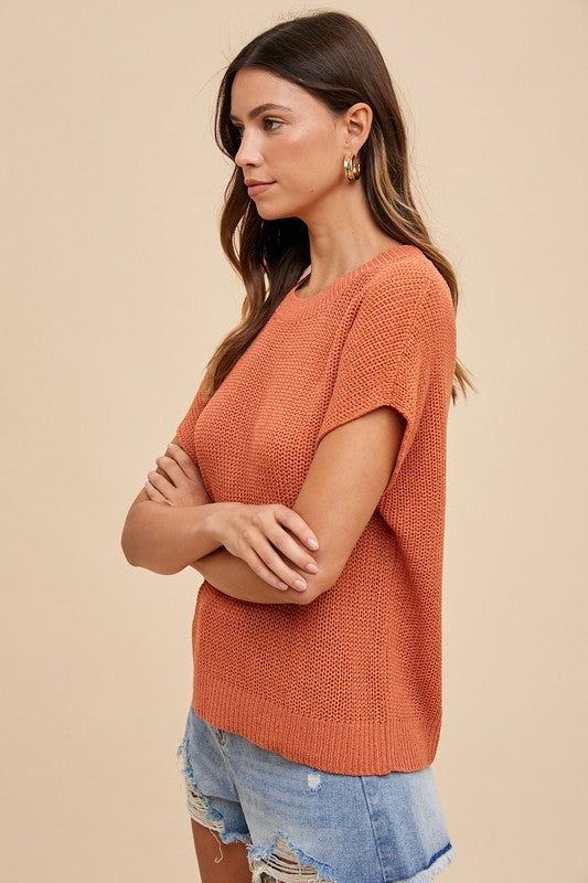 Orange Short Sleeve Sweater