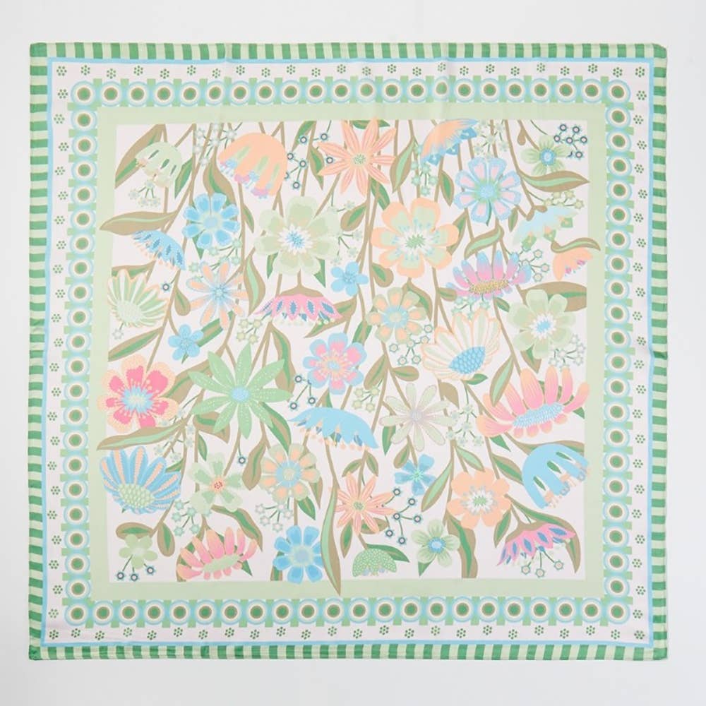 Flower Print Square Bandana Scarf
