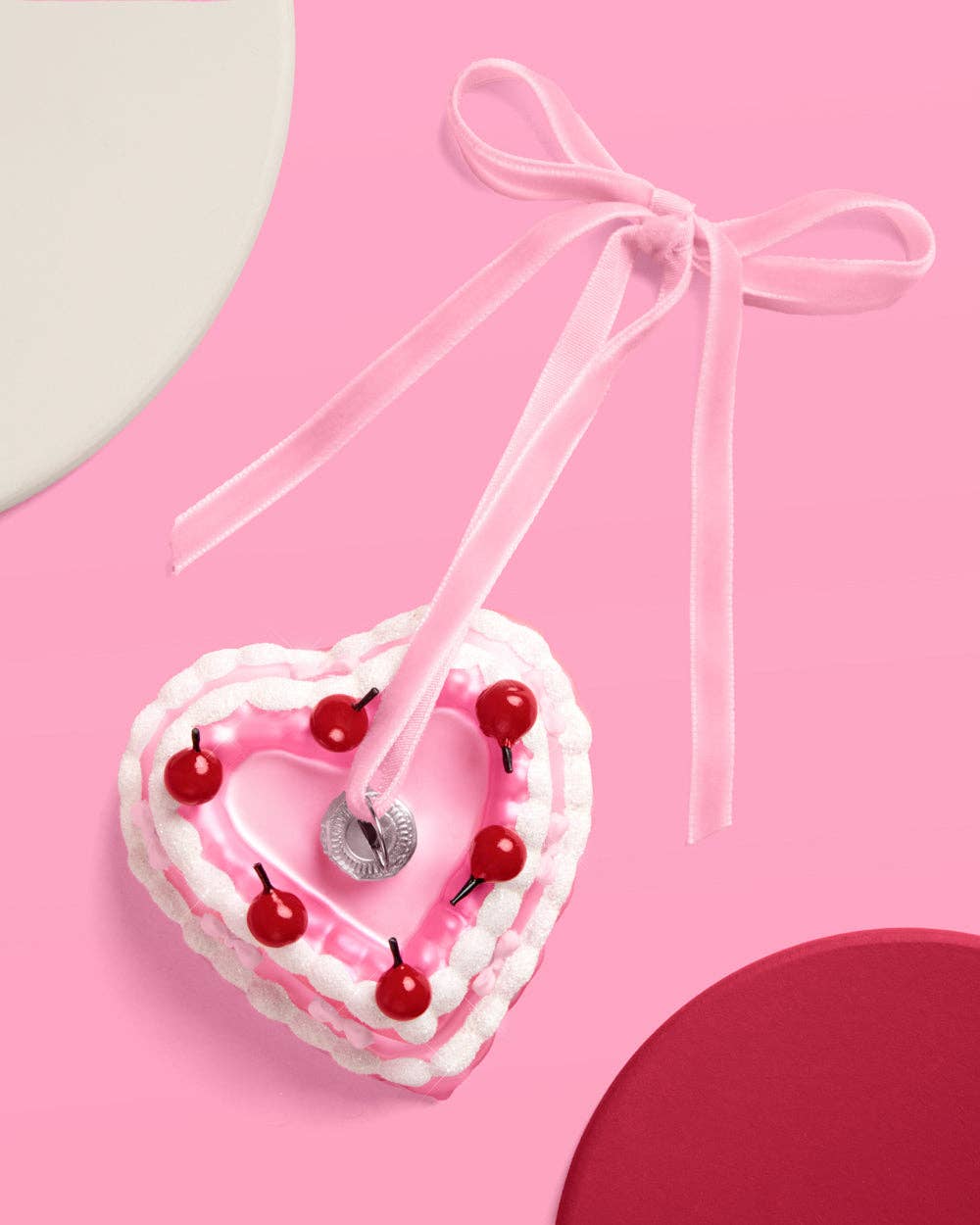 Sweetheart Cake Ornament - pink ornament Christmas Xmas Holiday Festive