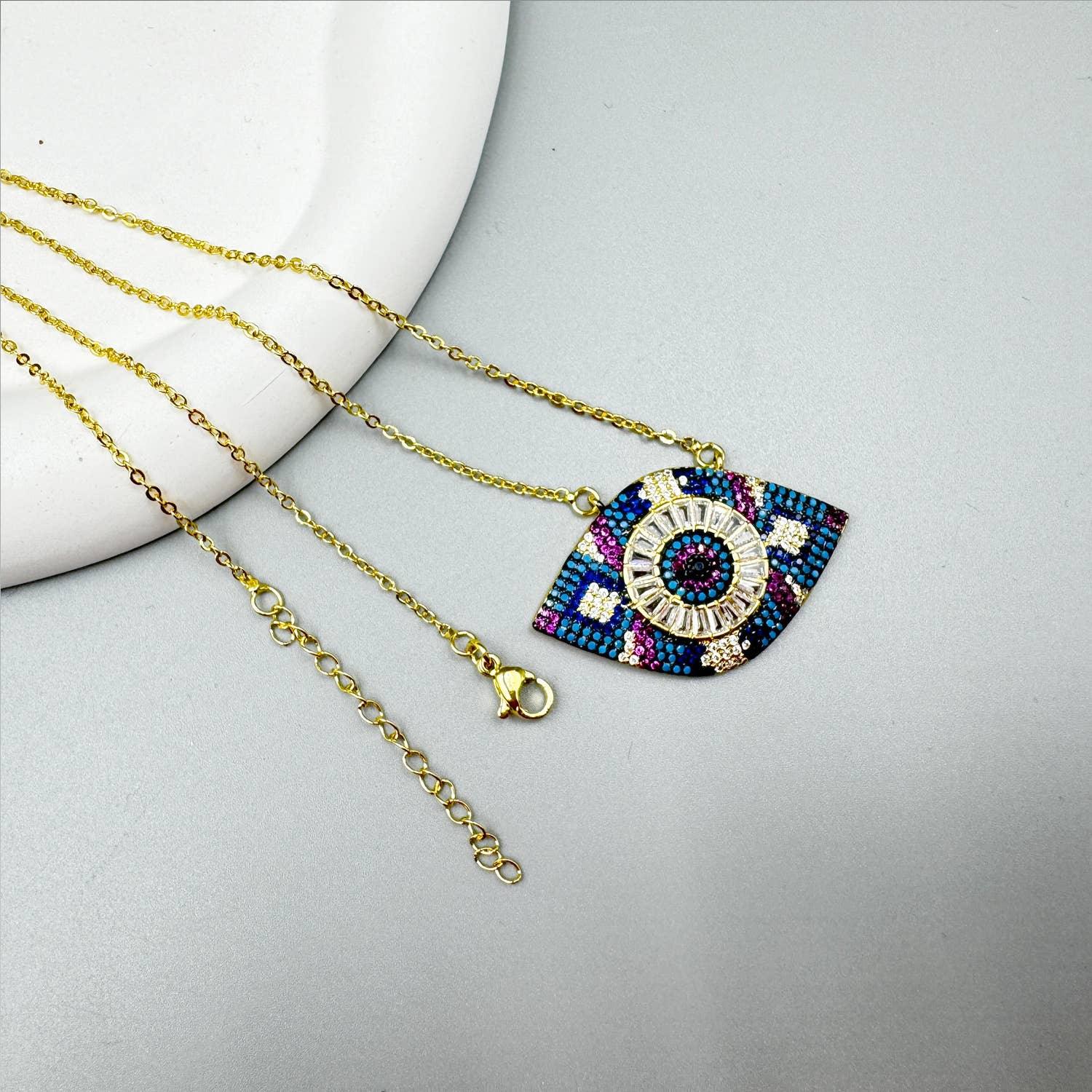 Evil Eye Cubic Zirconia Necklace Multicolor