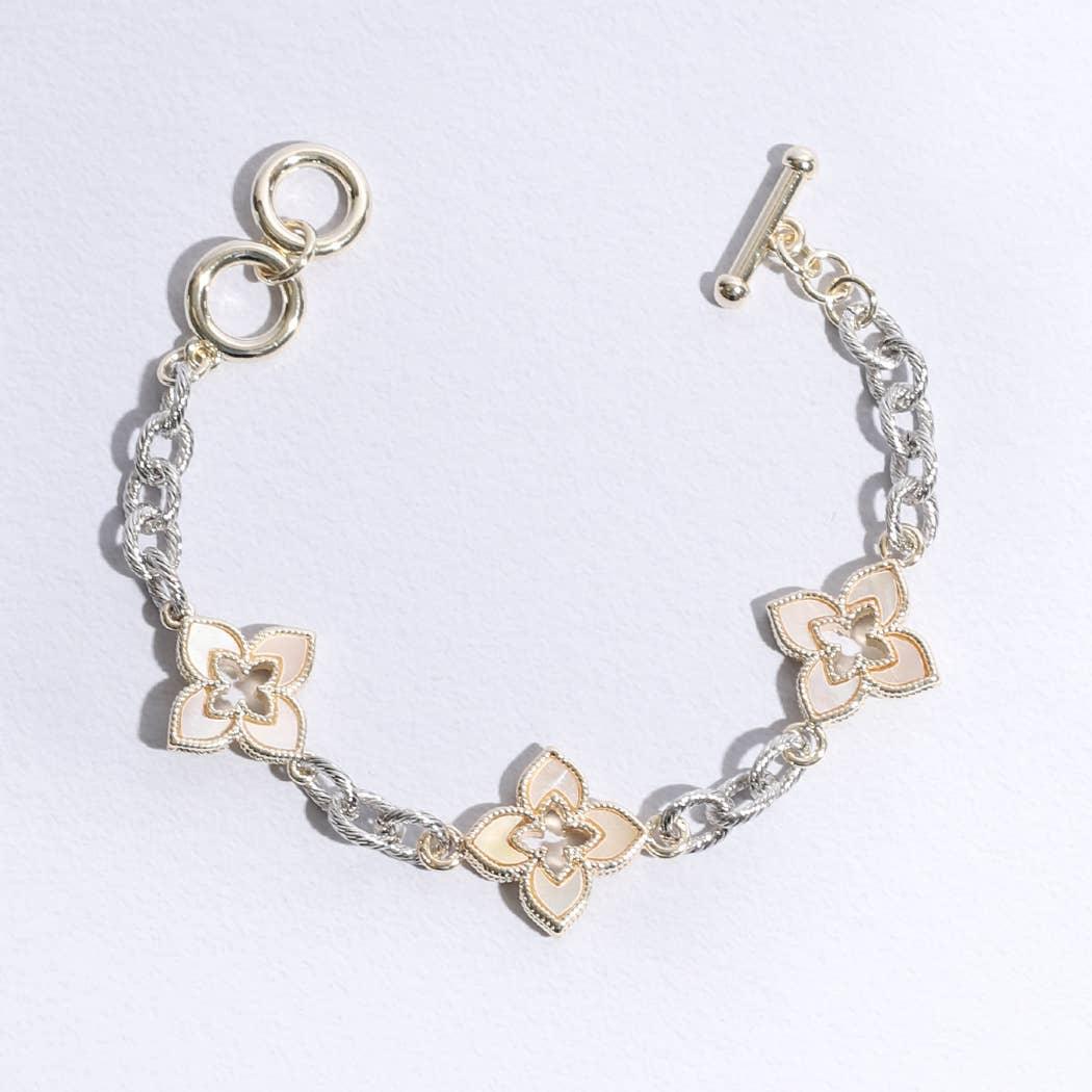 CZ Clover Pavé Link Bracelet