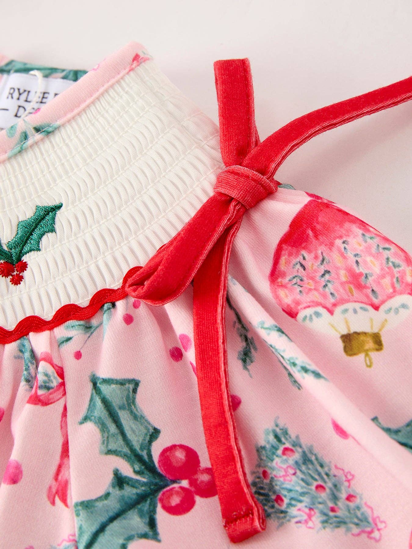 Winter Christmas Smocking Embroidery Colorful Girls Dress