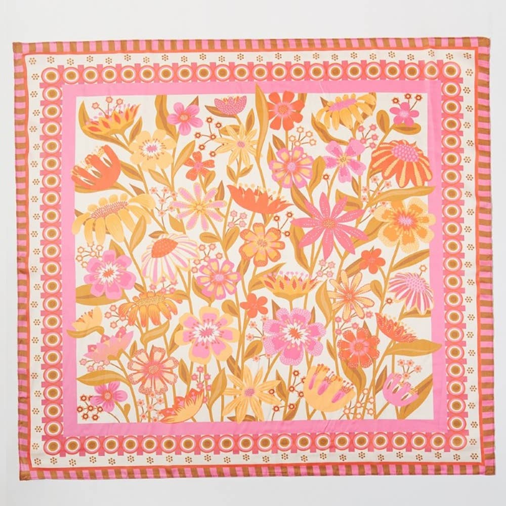 Flower Print Square Bandana Scarf