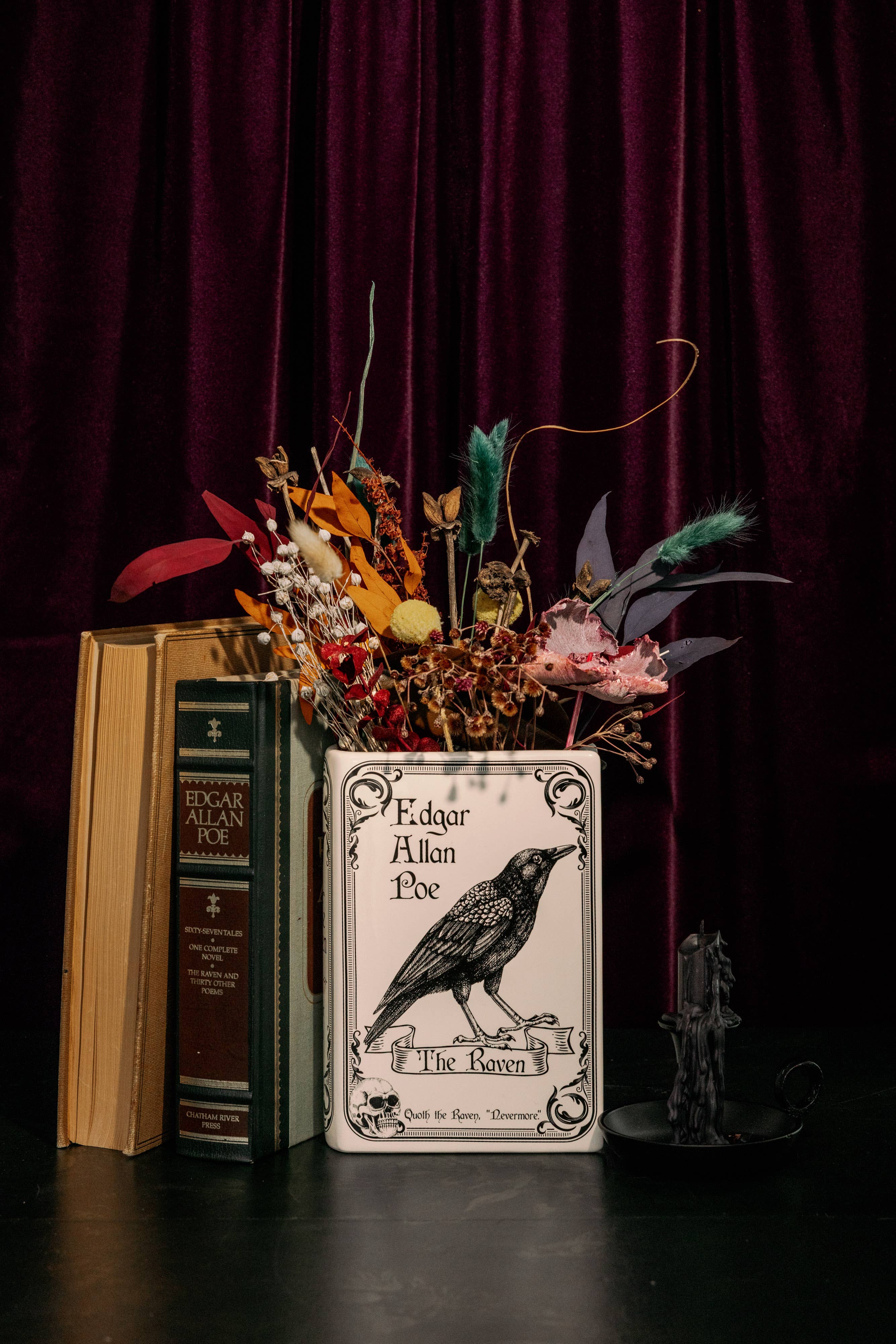 Large Book Vase, The Raven - White