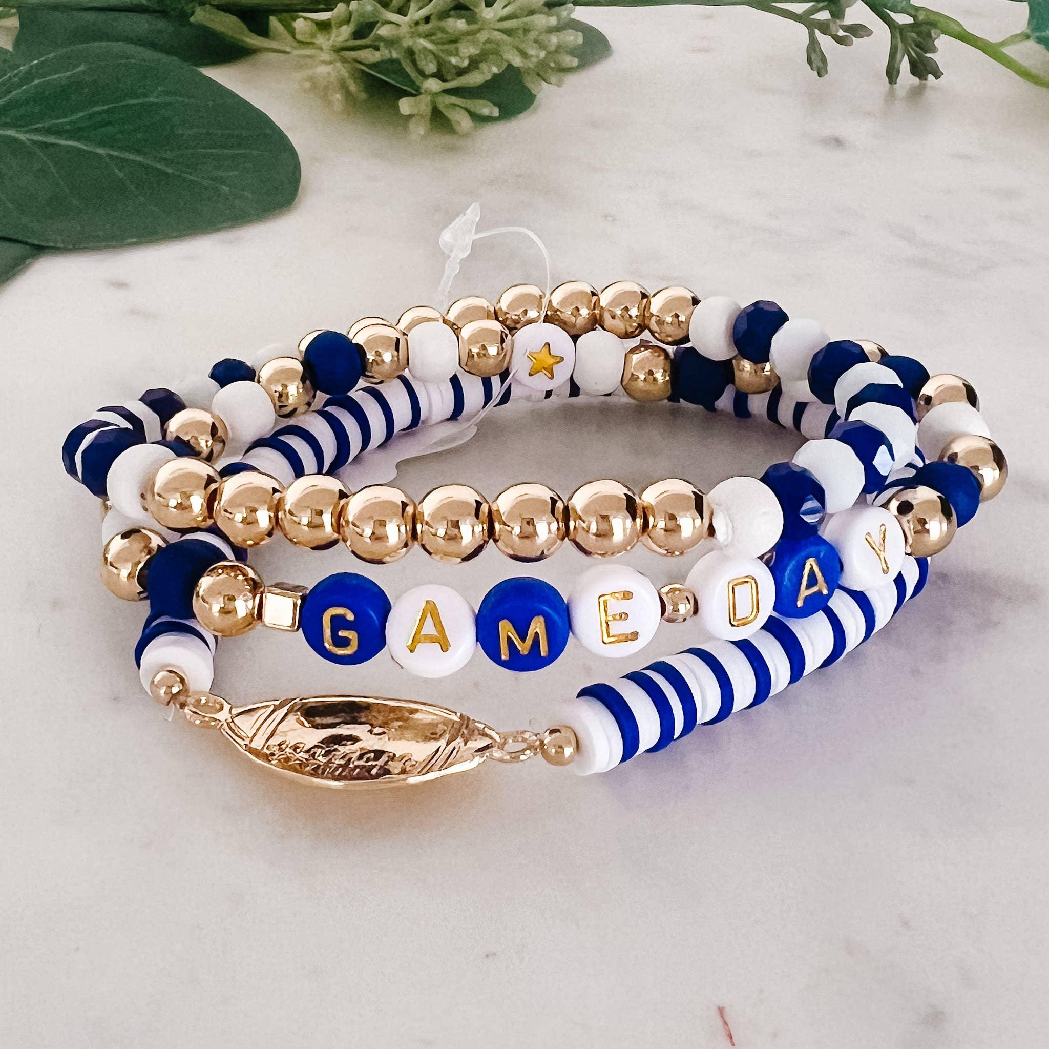 Blue & White Game Day Stretch Bracelet