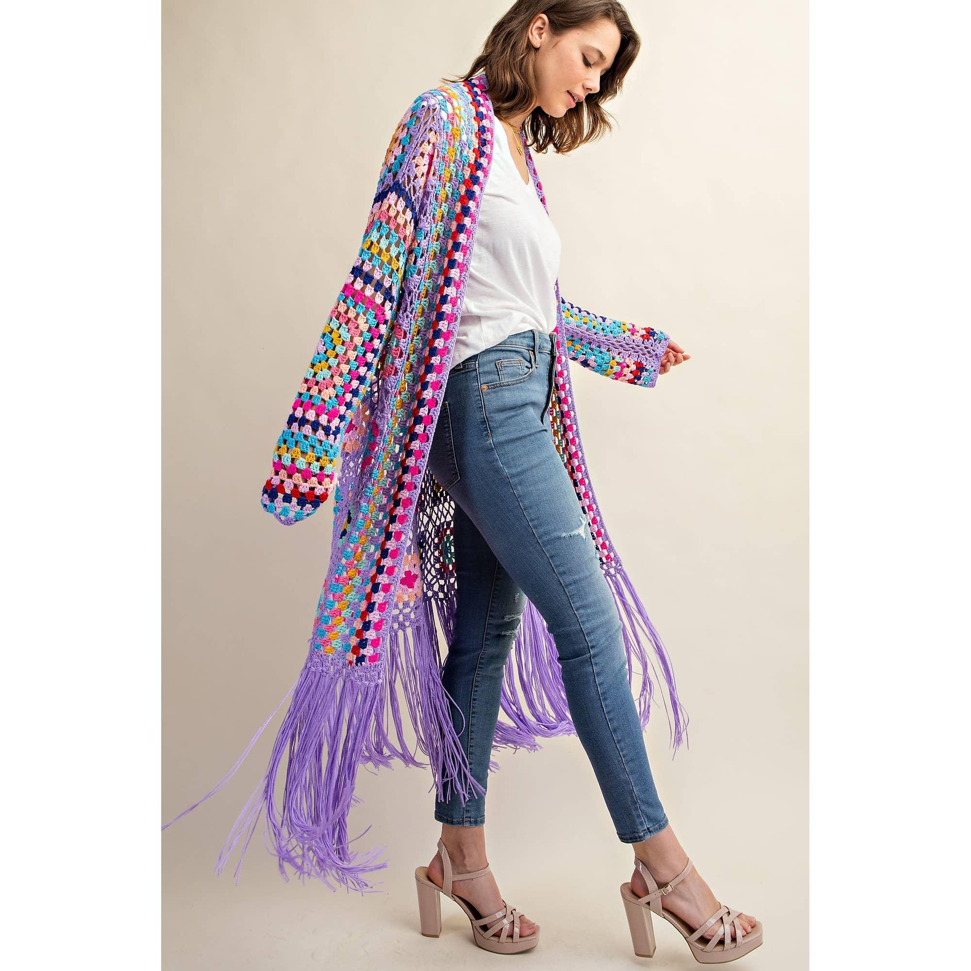 Colorful Fringe Duster Cardigan