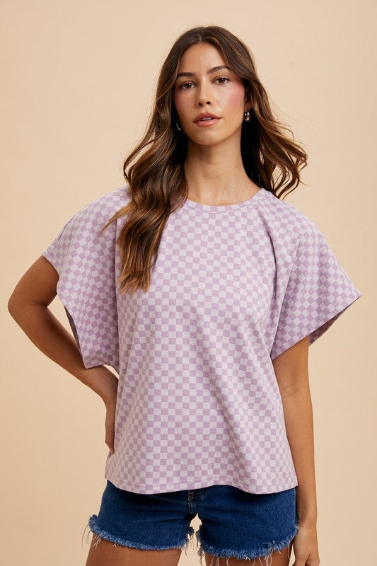 Lavender Check Short Sleeve T-Shirt