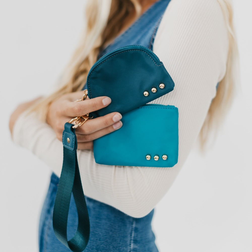 Dolly Dual Pouch Wristlet - Dark Teal and Teal - Bexa Boutique