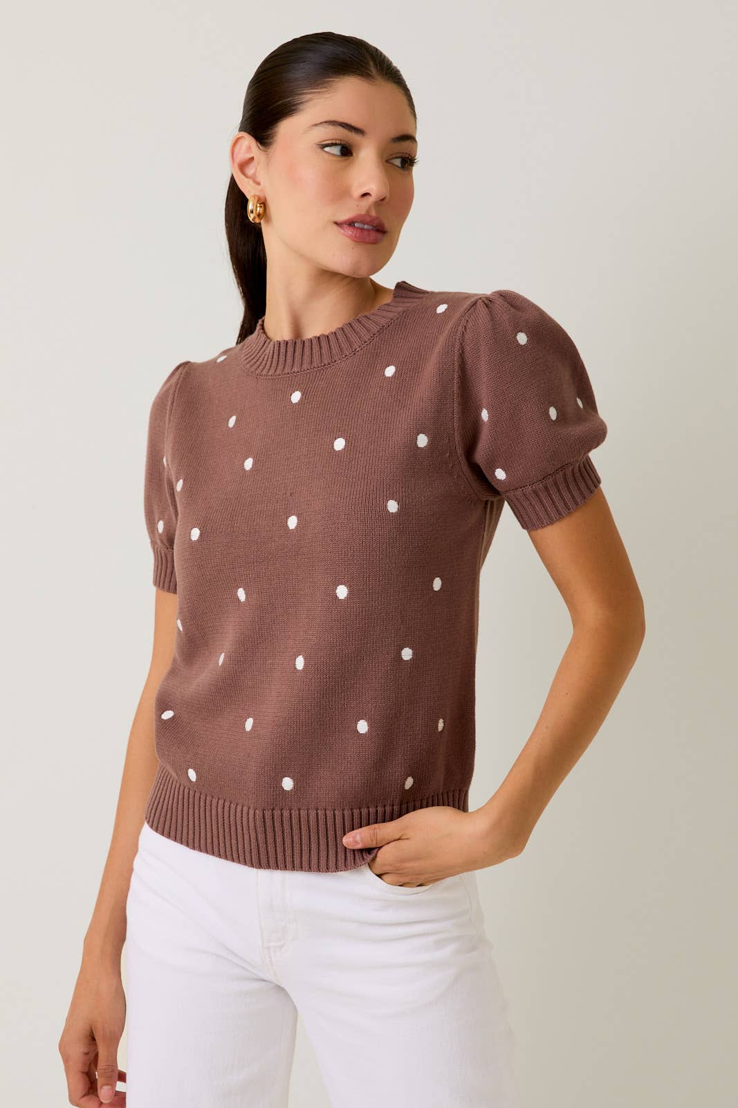 POLKA DOT EMBROIDERED SWEATER