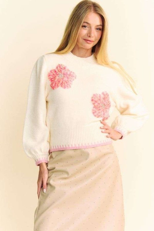 Flower Patch Fuzzy Sweater