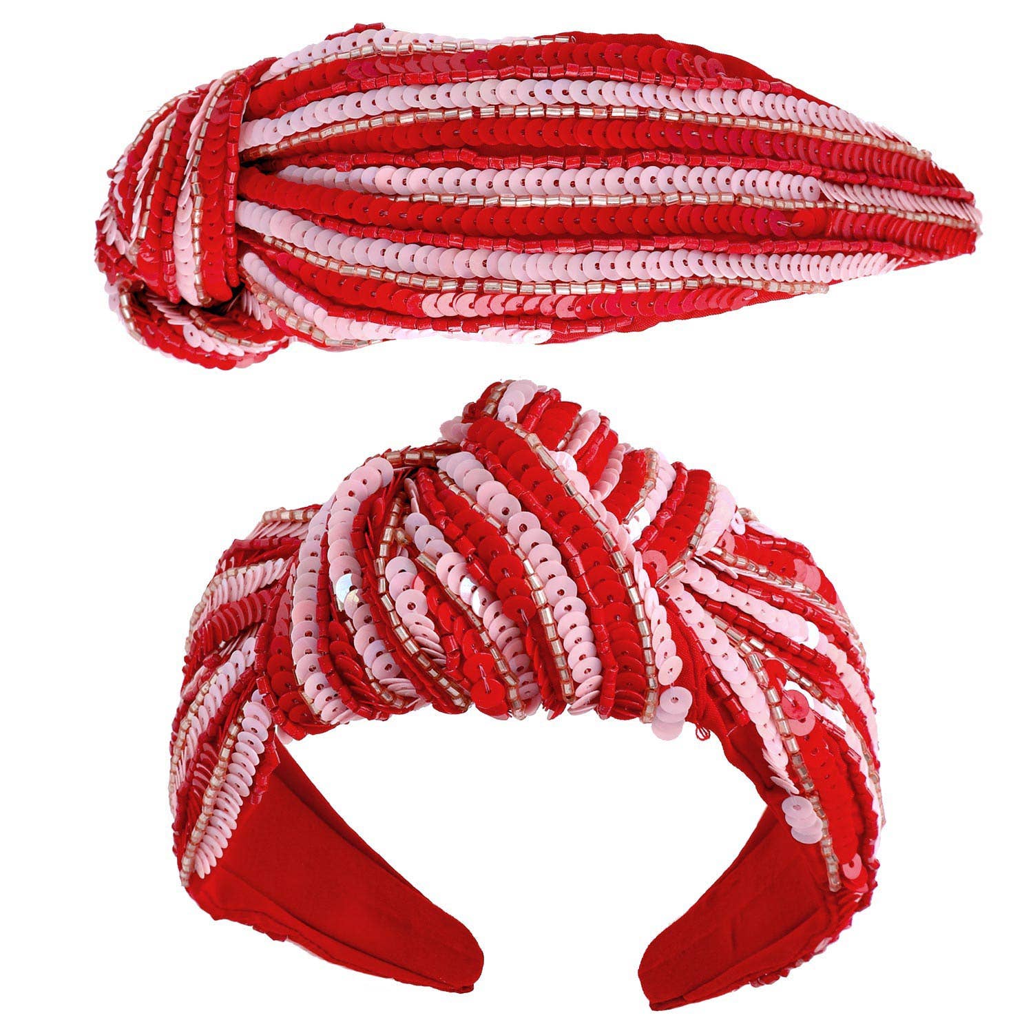 Sequin Striped Top Knotted Embellished Headband: Fuchsia