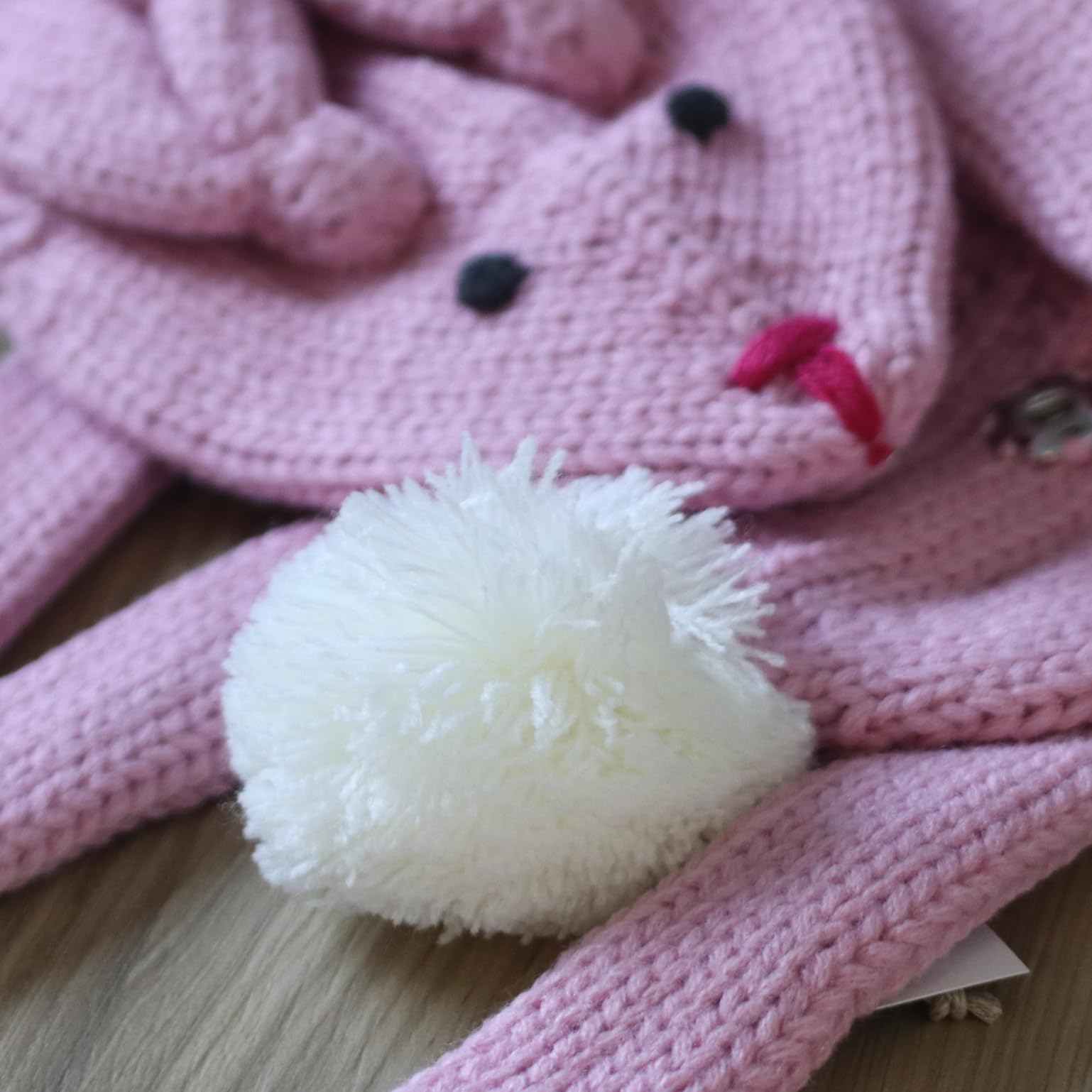 Pink Bunny Rabbit Critter Winter Scarf for Girls Ages 4 to 12