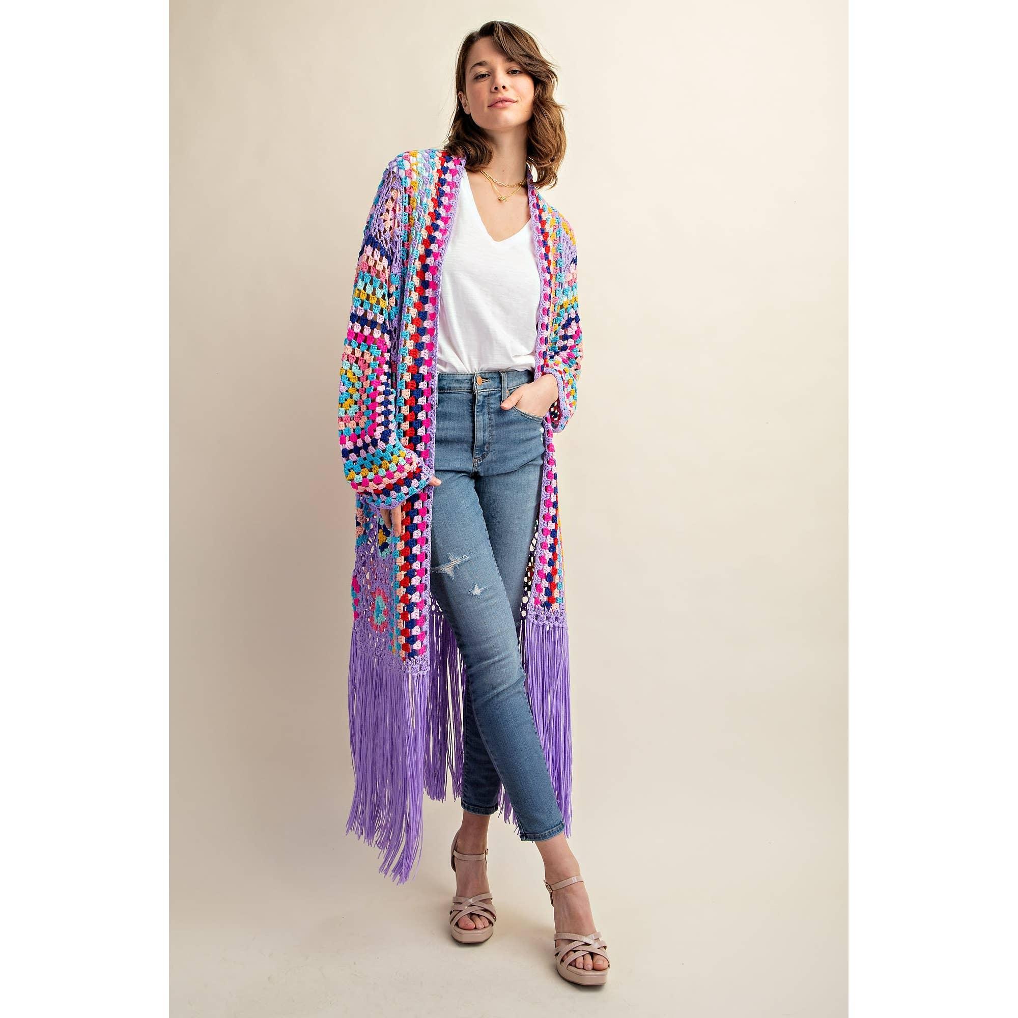 Colorful Fringe Duster Cardigan