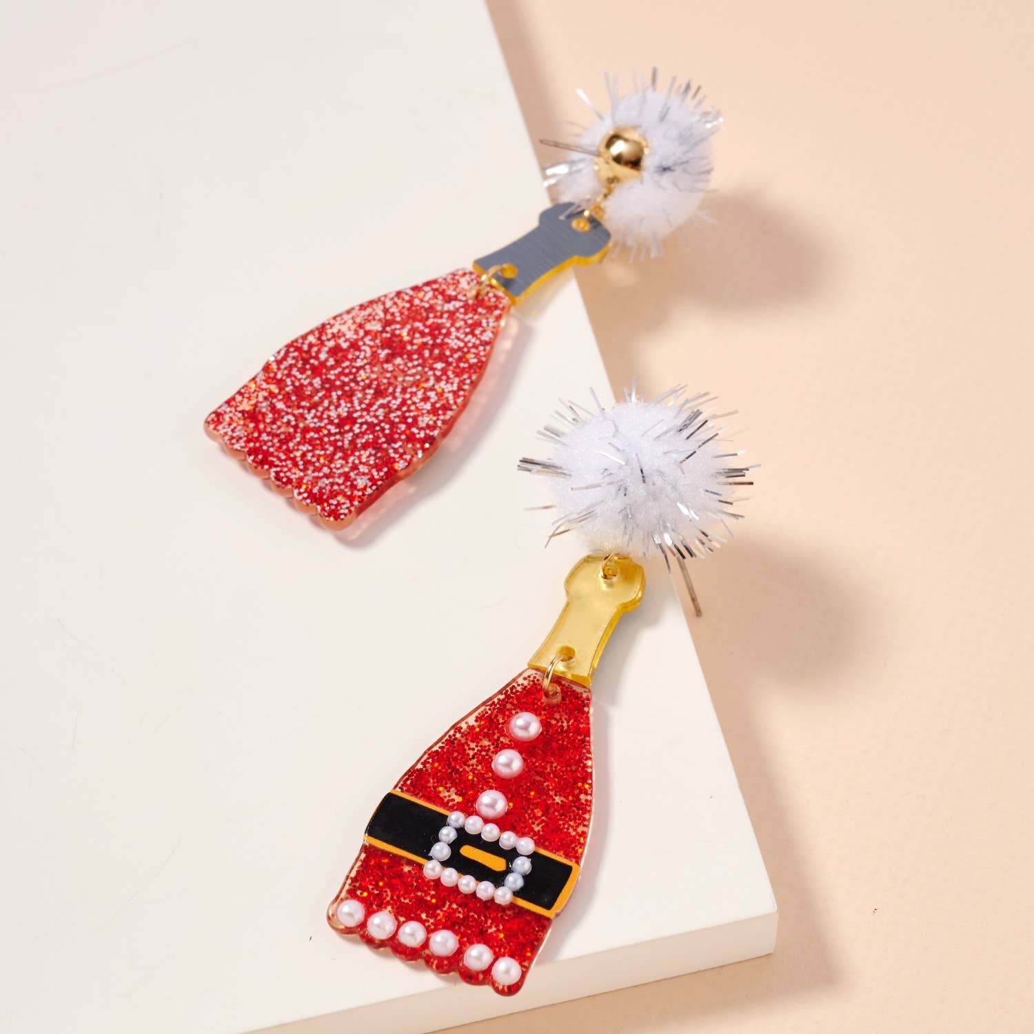 Christmas Champagne Acetate Dangling Earrings