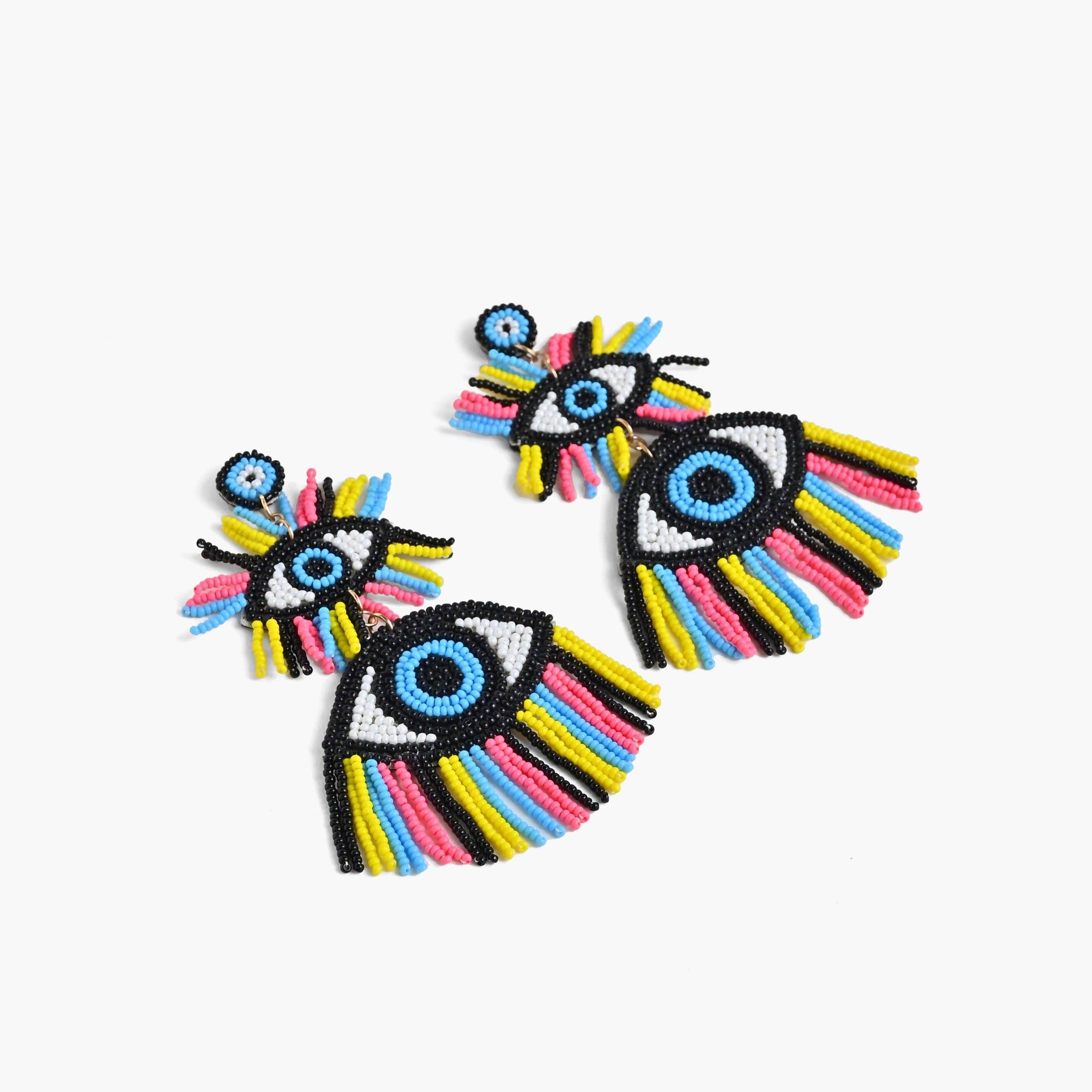 America & Beyond - 80's Evil Eye Beaded Earrings