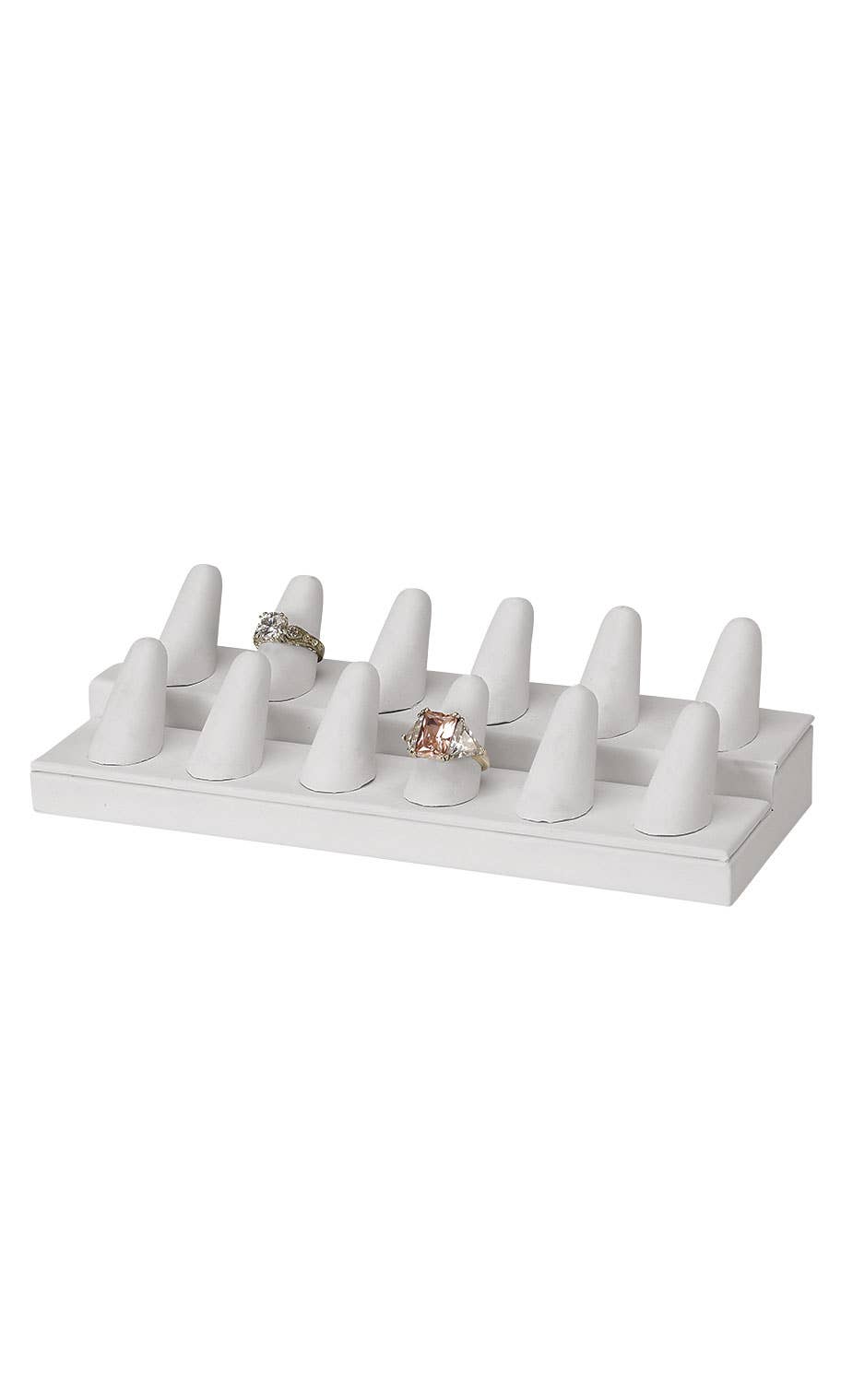 12-Finger Ring Display | White | Faux Leather - Bexa Boutique
