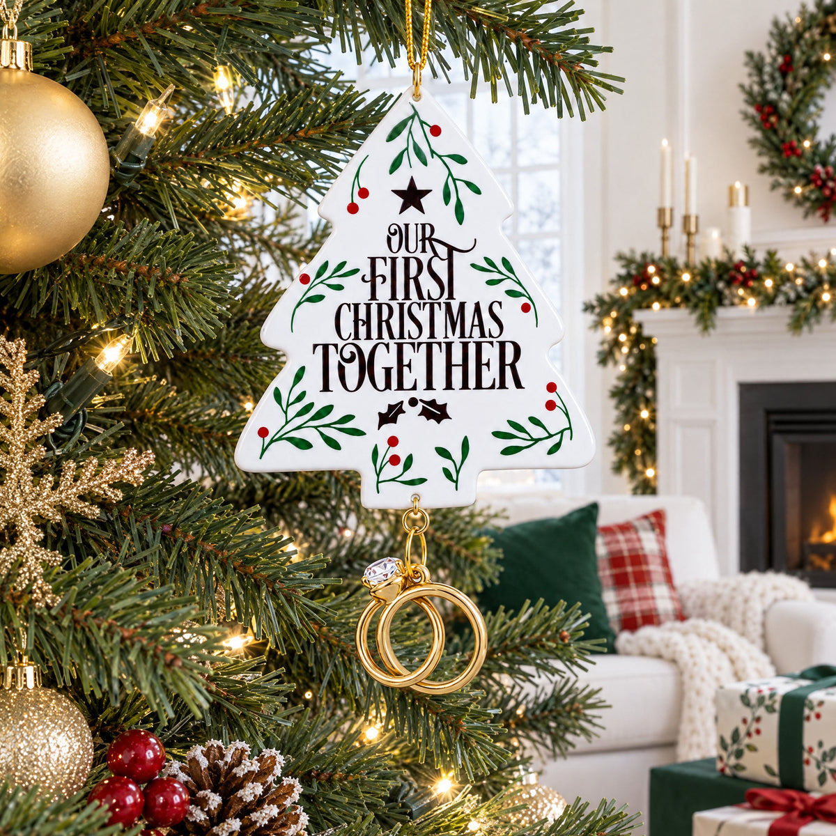 Our First Christmas Together Wedding Rings Resin Christmas Ornament