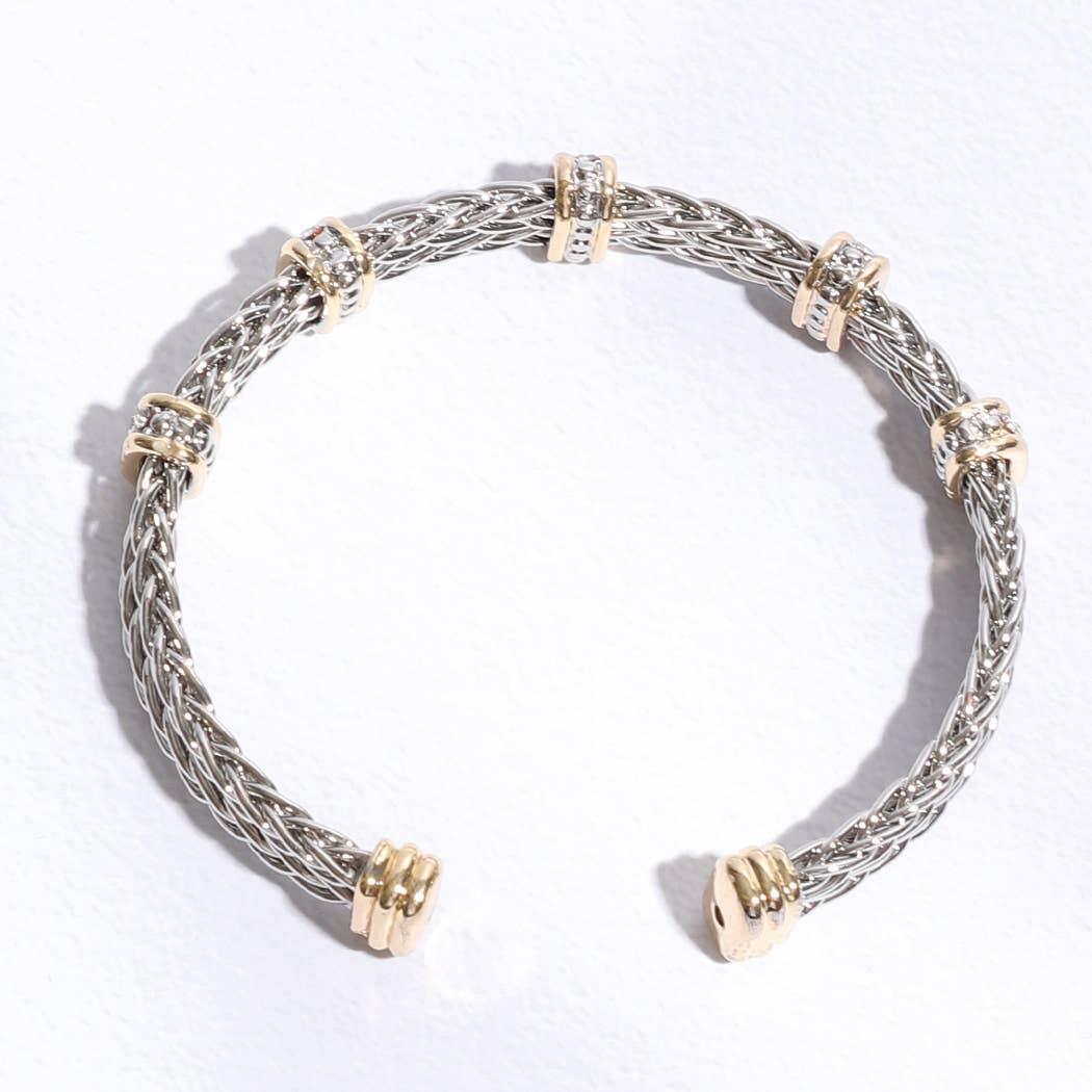 Square Ponytail Crystal 2T Bangle Bracelet