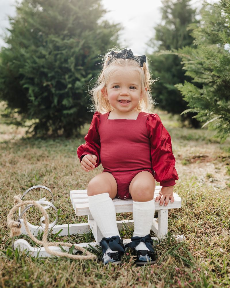 Evangeline Satin Sleeve Top & Leotard - Crimson Red