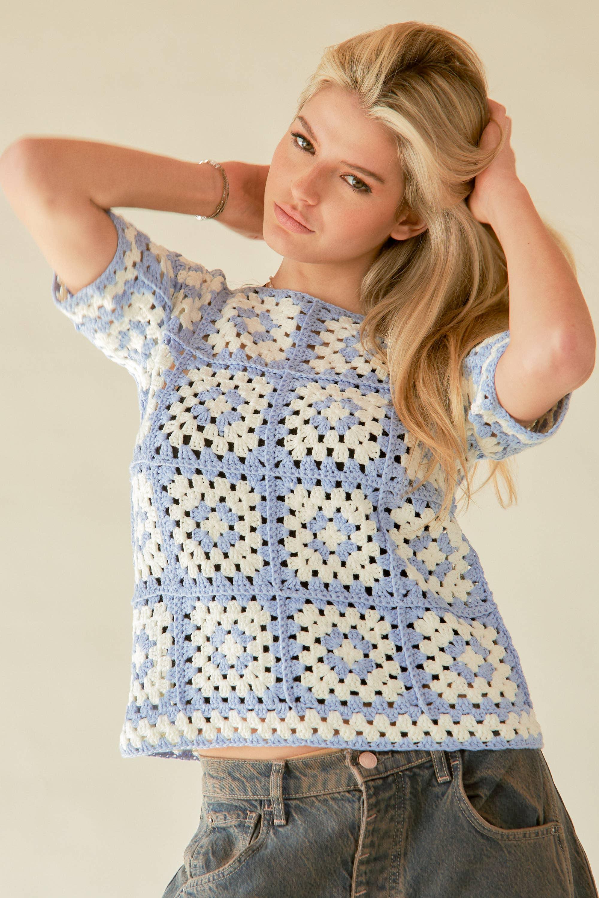 Gabby Short Sleeve Crochet Top