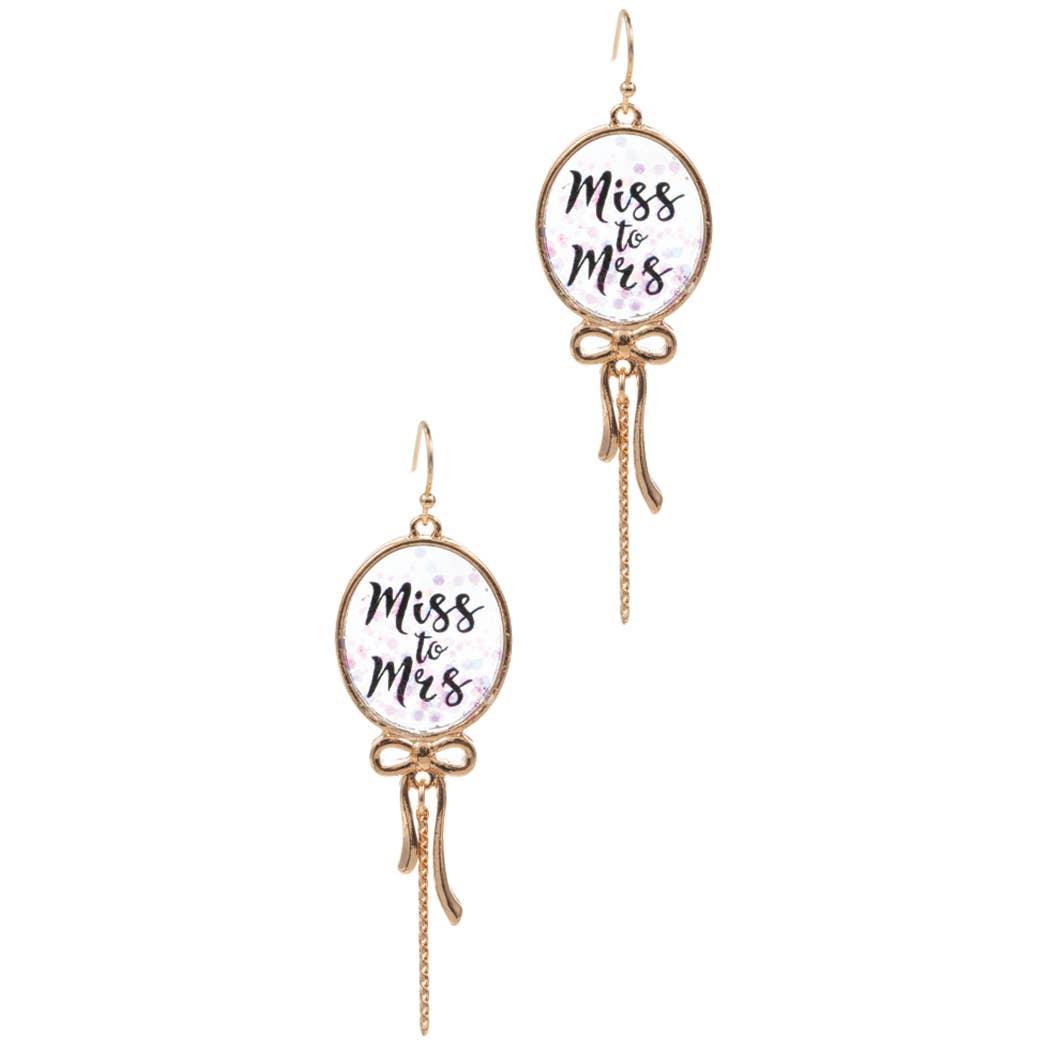 Miss to Mrs Bride Wedding Hook Earrings