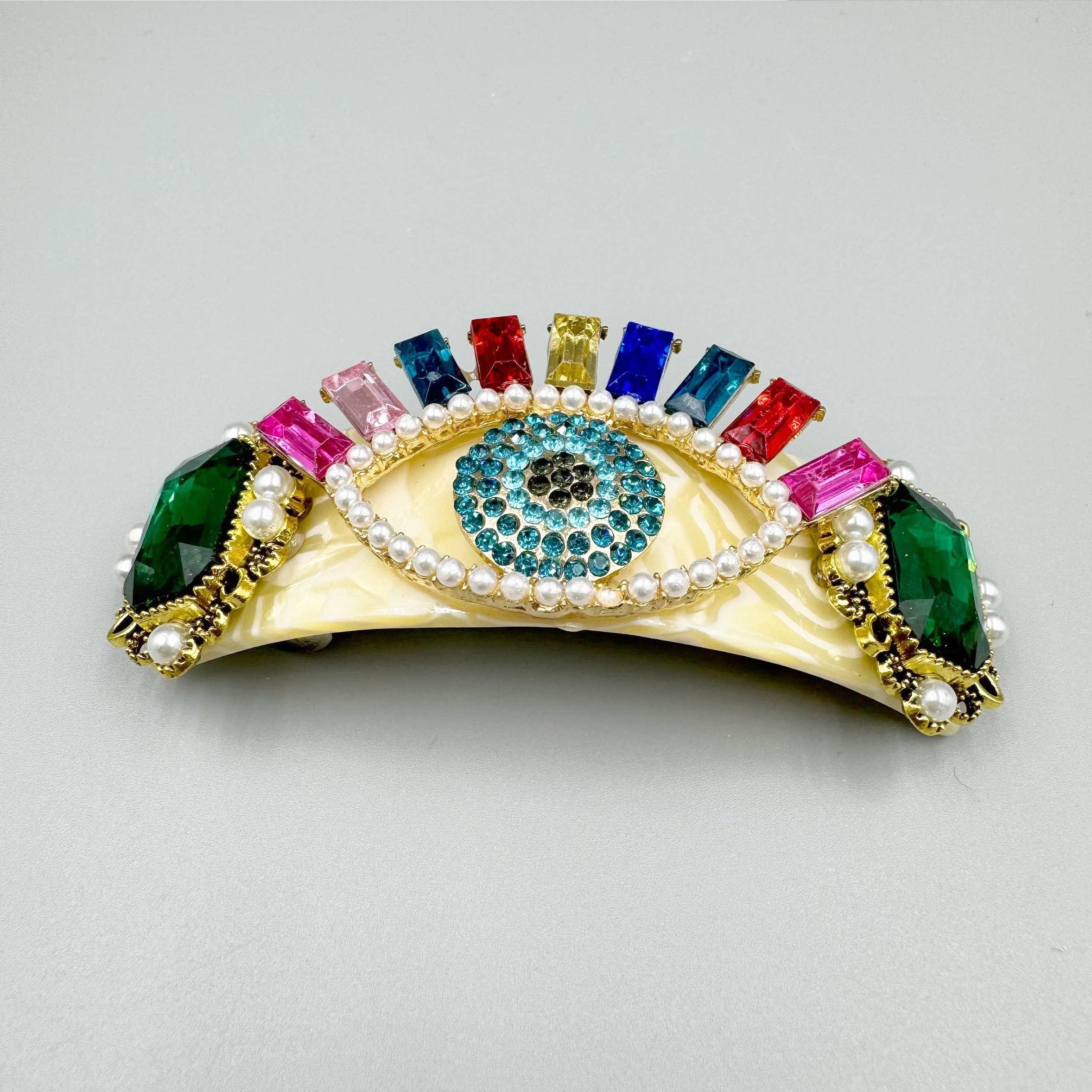 Evil Eye Rhinestone Hair French barrette