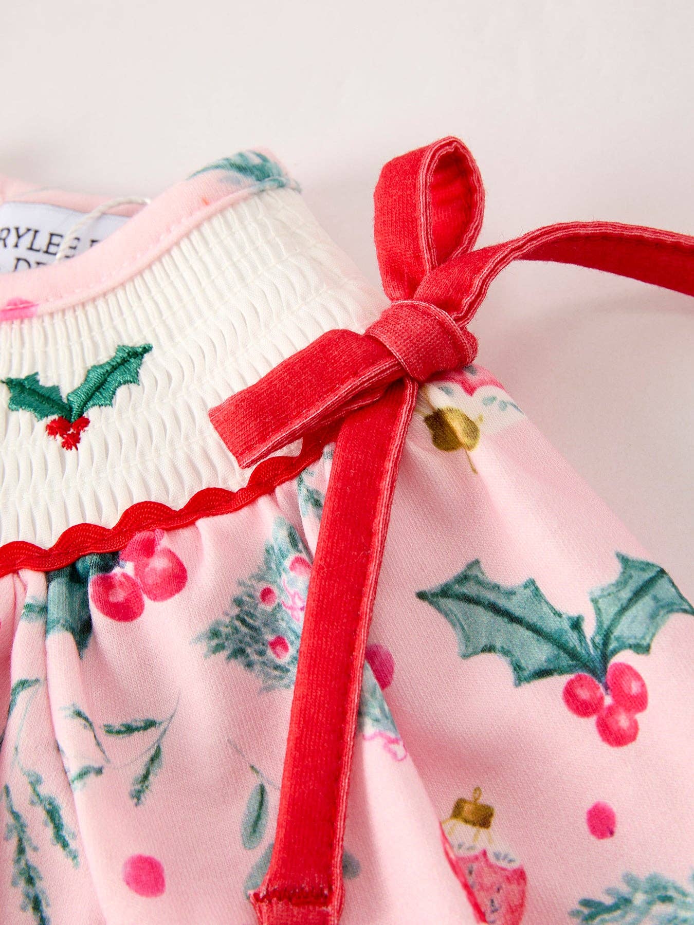 Winter Christmas Smocking Embroidery Colorful Girls Romper