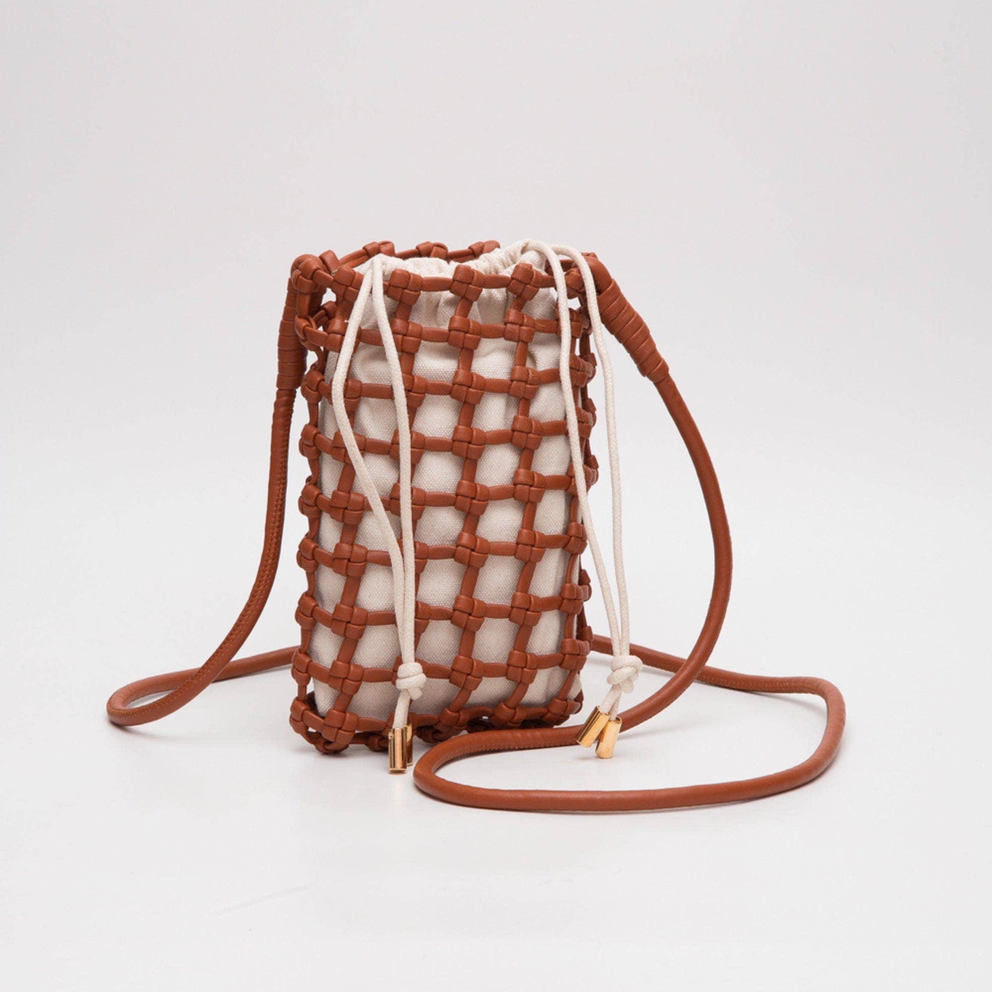 TG10626 Cara Mini Woven Drawstring Crossbody Bag - Gray - Bexa Boutique