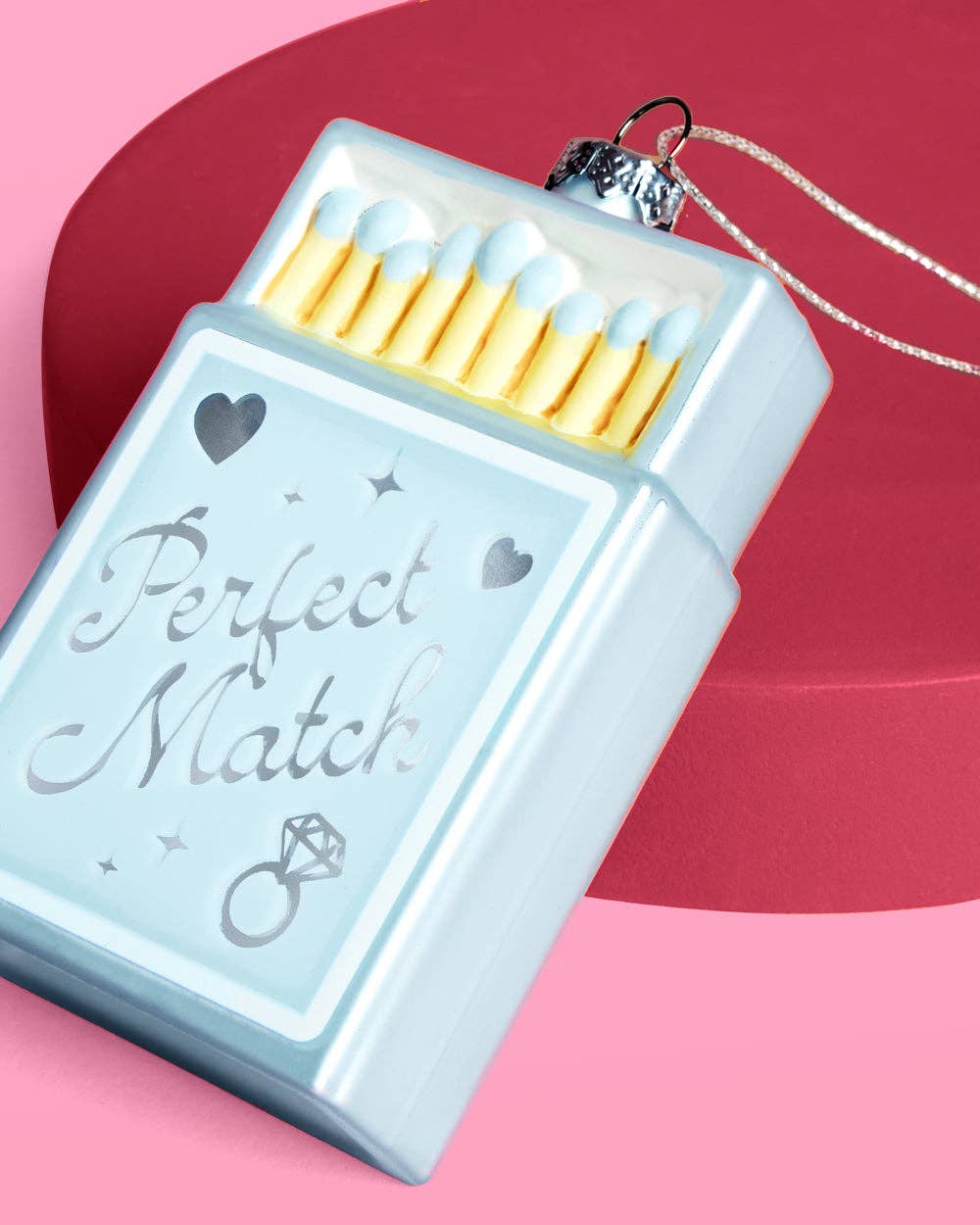 Perfect Match Ornament - blue matchbox ornament, christmas, engagement